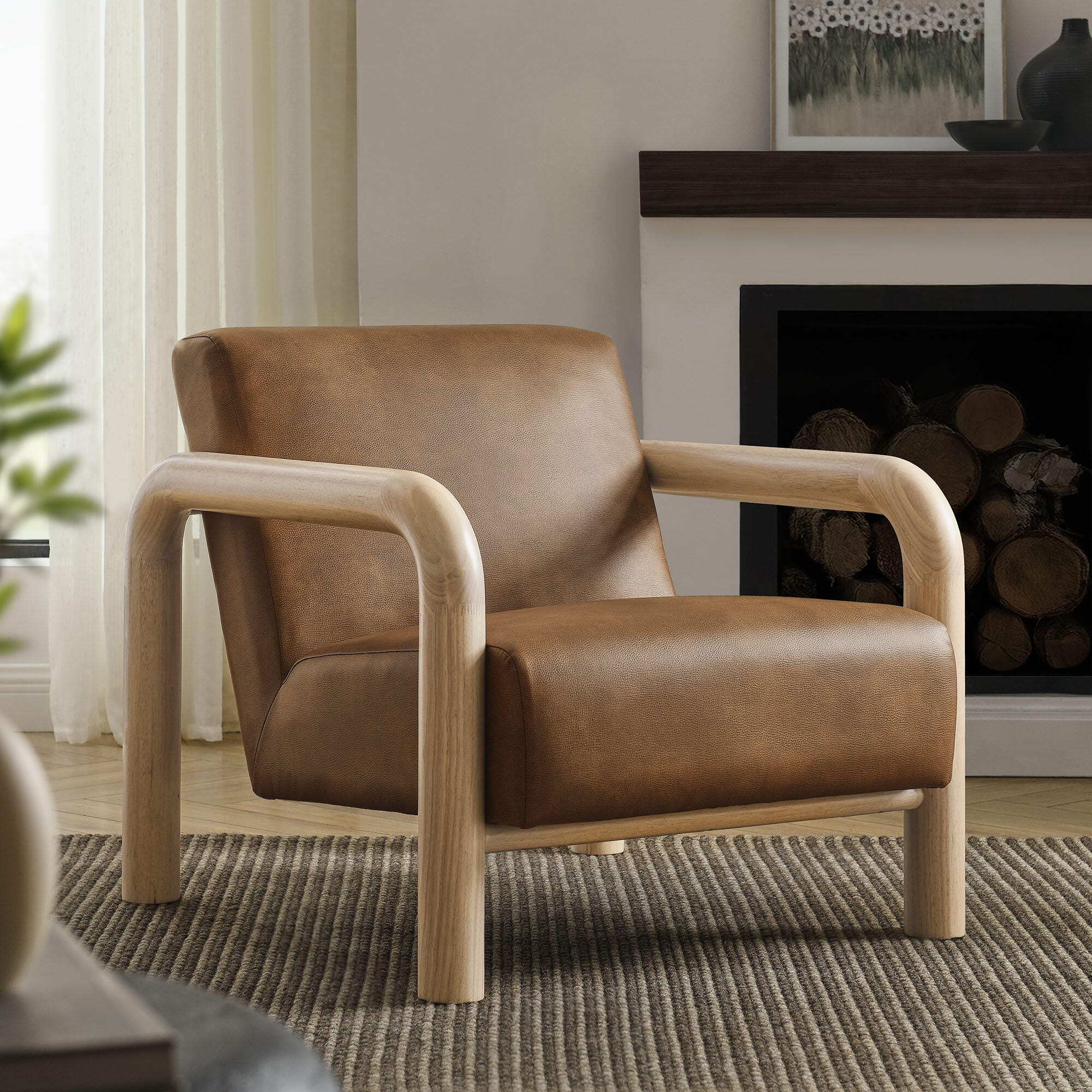 Modway Sereno Accent Chair, Canyon Oak, large