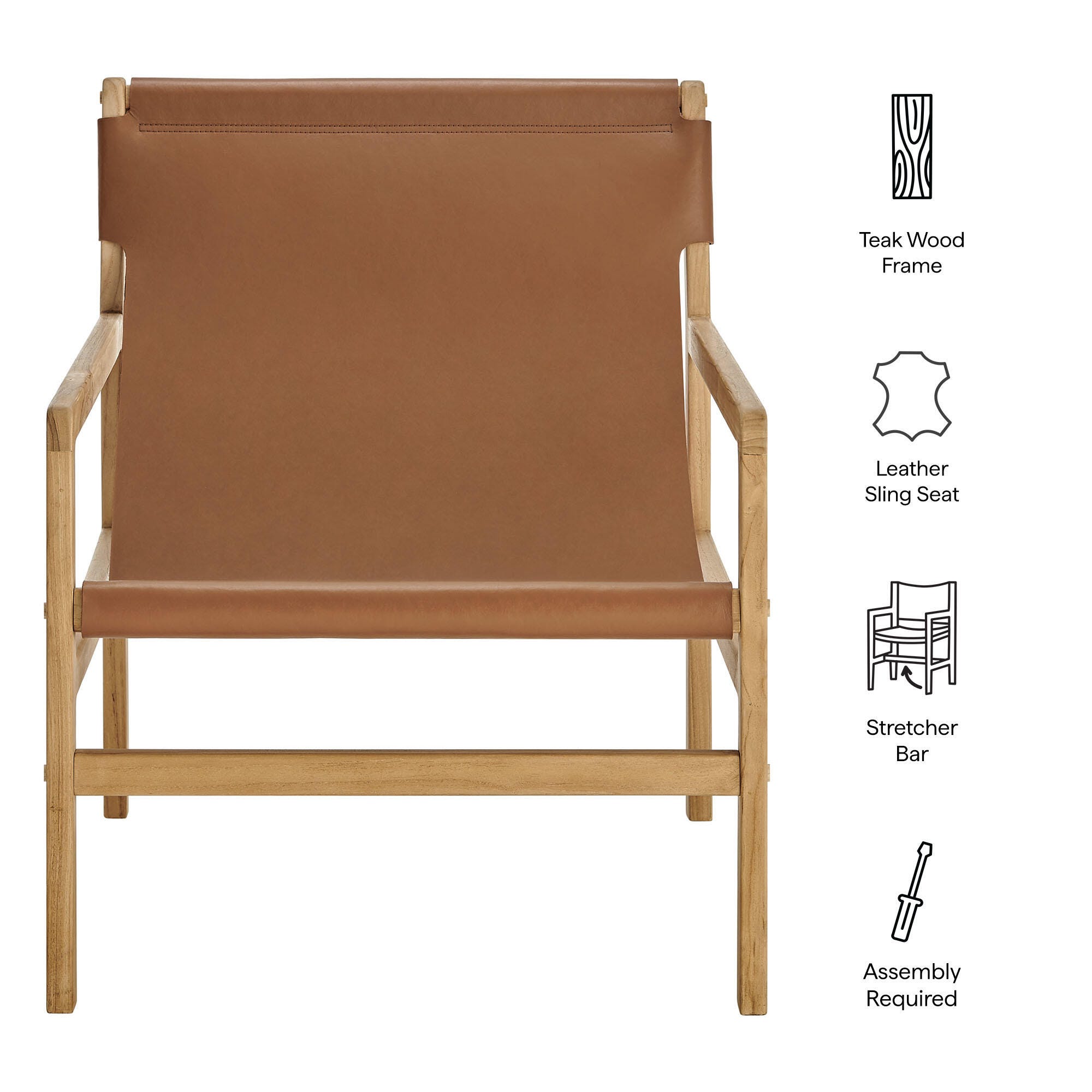 Modway Sonora Sling Accent Chair, Chestnut Tan, large