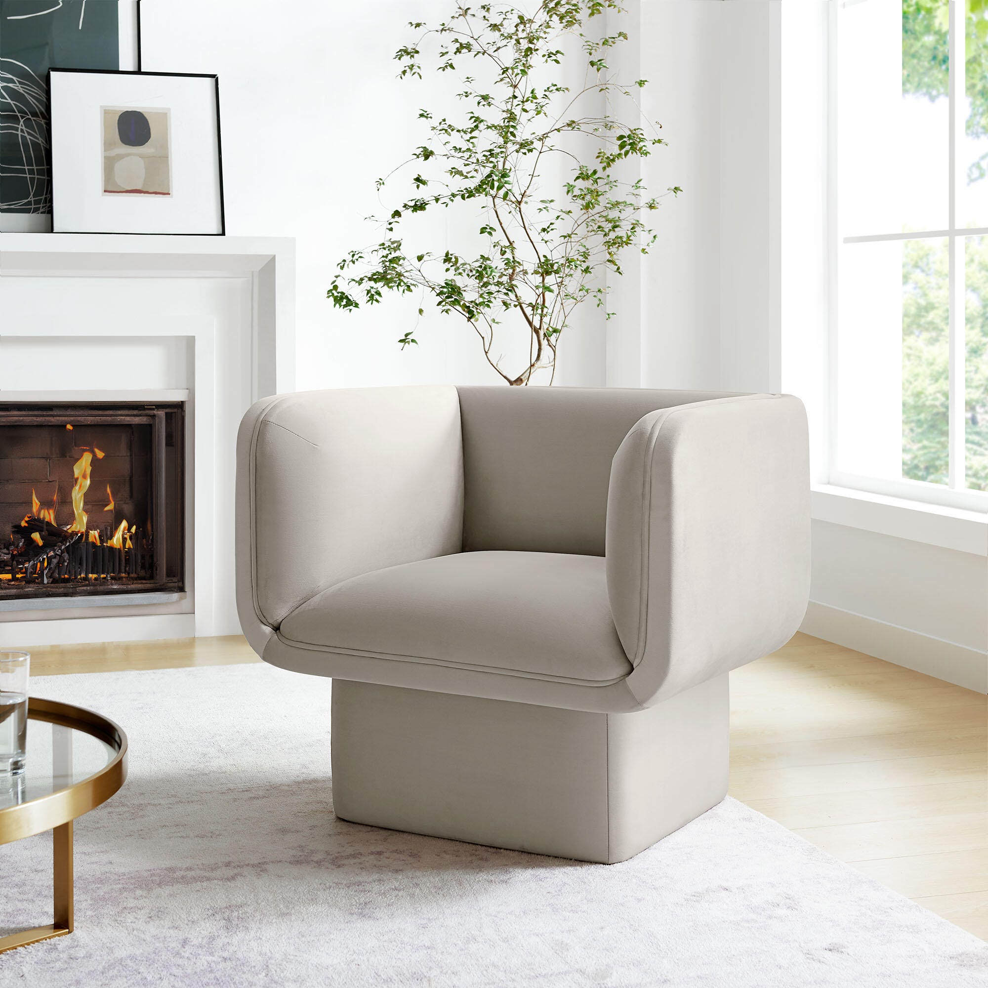 Modway Tate Accent Chair, Almond, large
