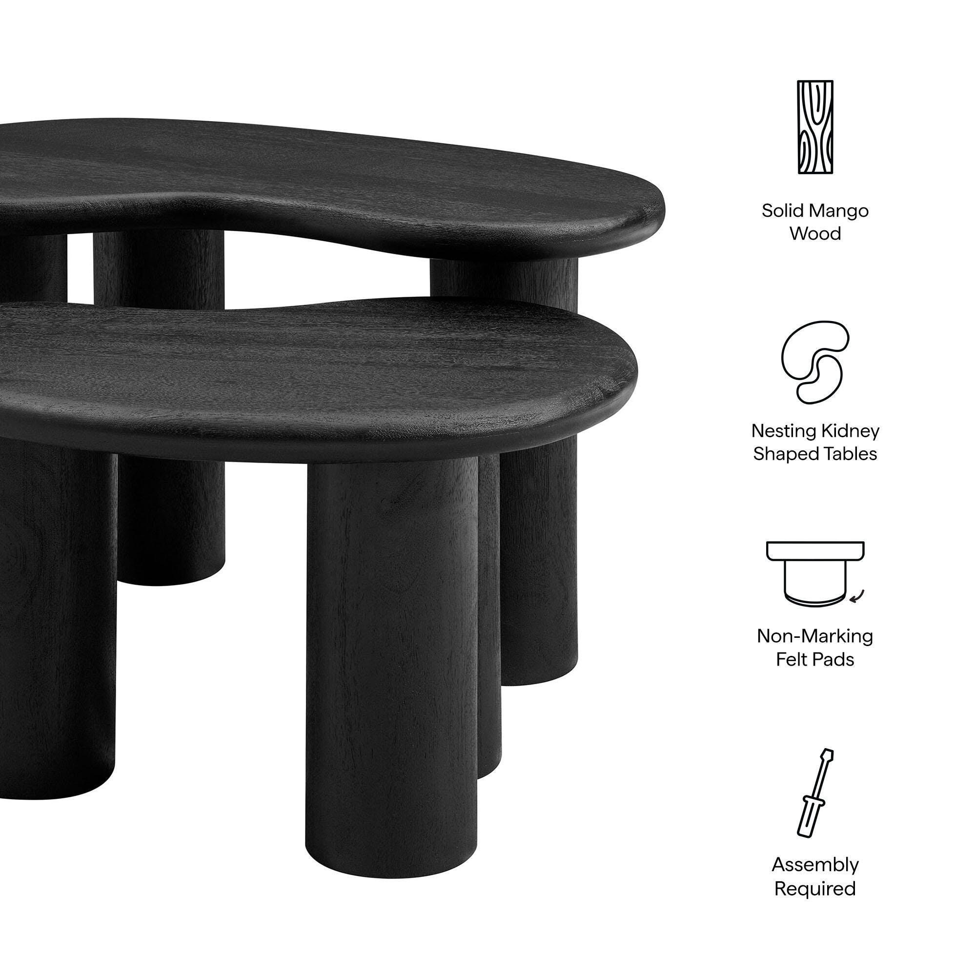 Modway Hackney Nesting Coffee Table (Set of 2), Black, large