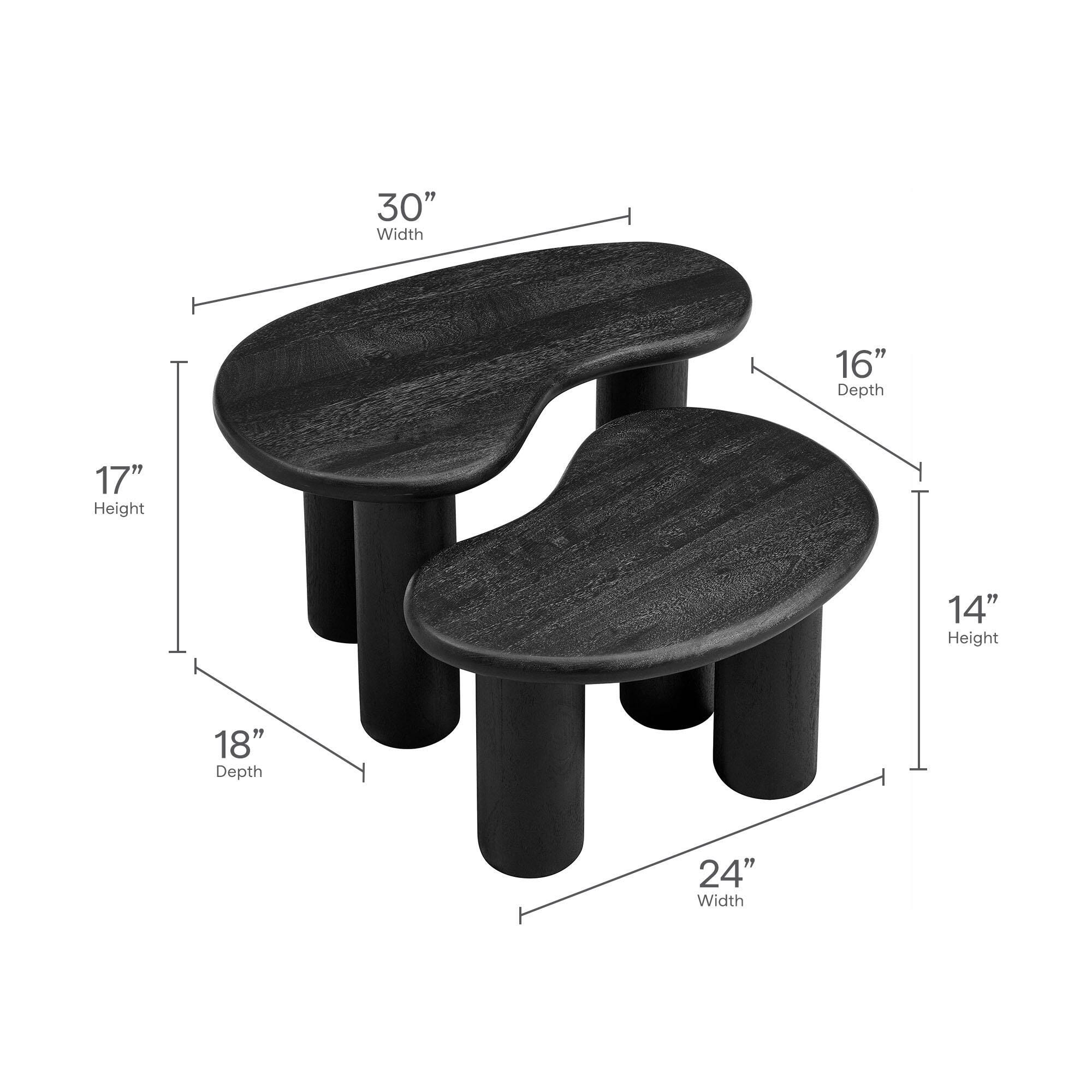 Modway Hackney Nesting Coffee Table (Set of 2), Black, large
