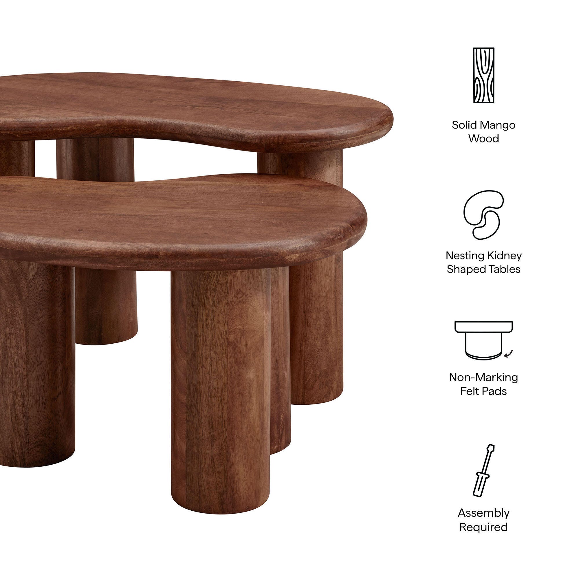 Modway Hackney Nesting Coffee Table (Set of 2), Walnut, large