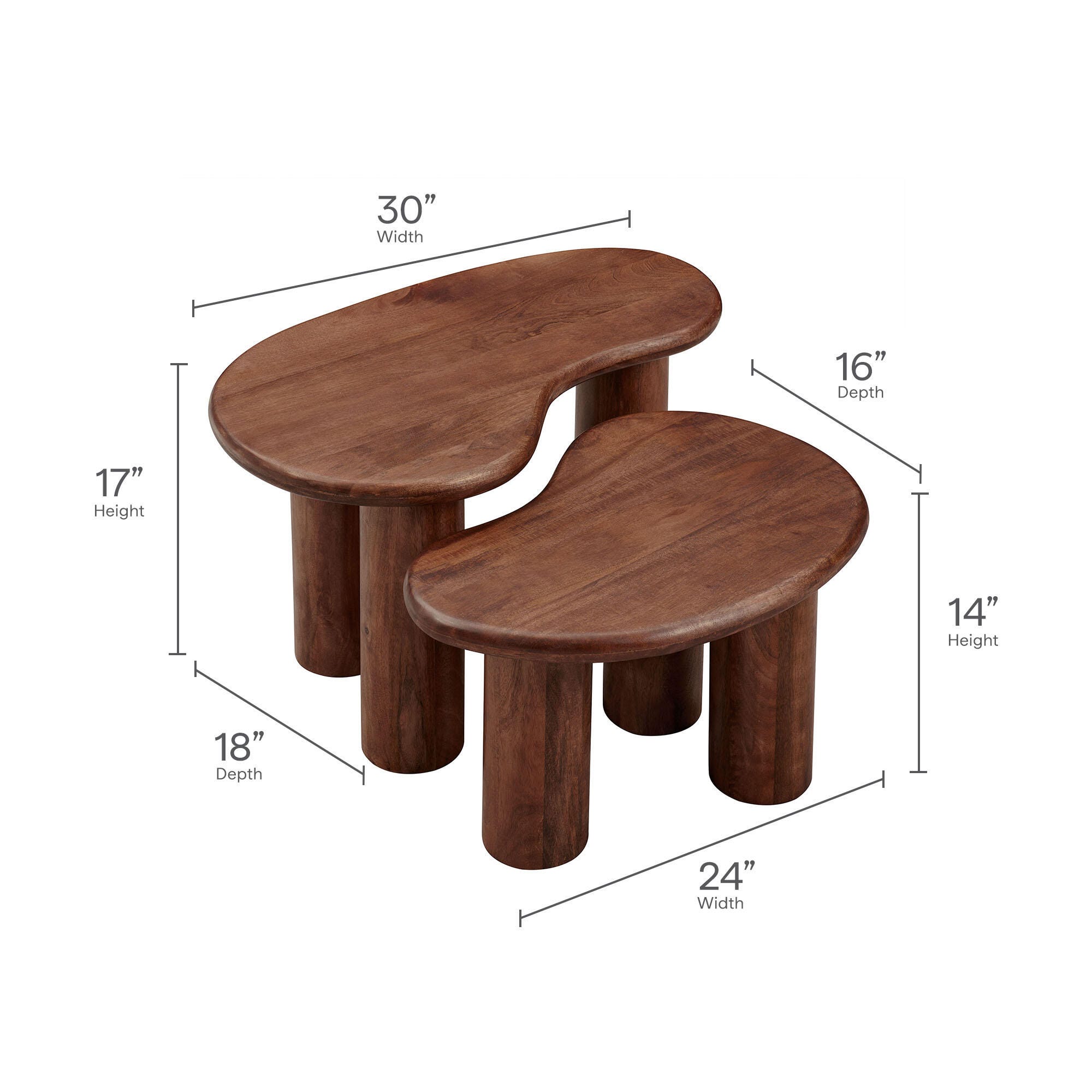 Modway Hackney Nesting Coffee Table (Set of 2), Walnut, large