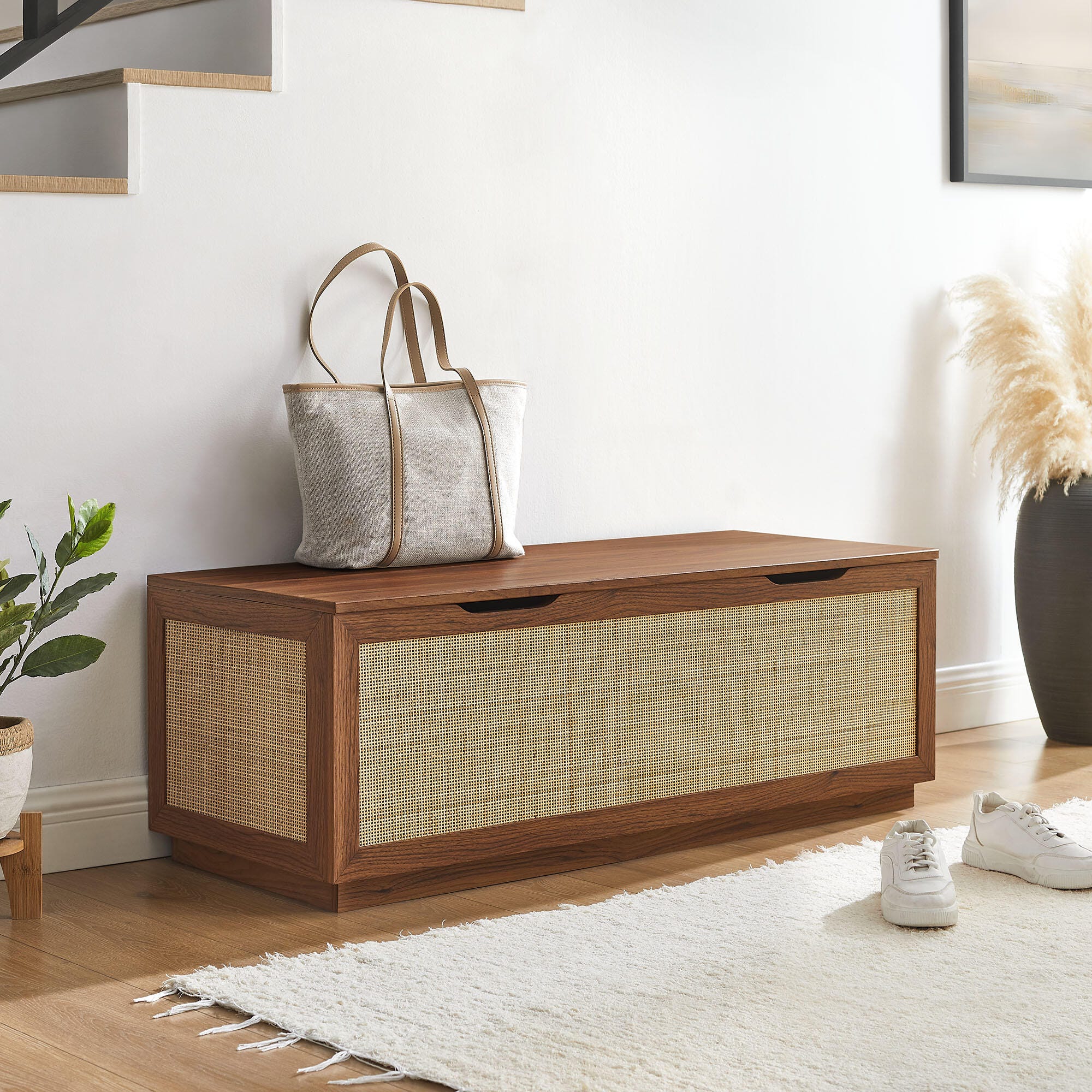 Modway Soma Storage Bench, Walnut, large