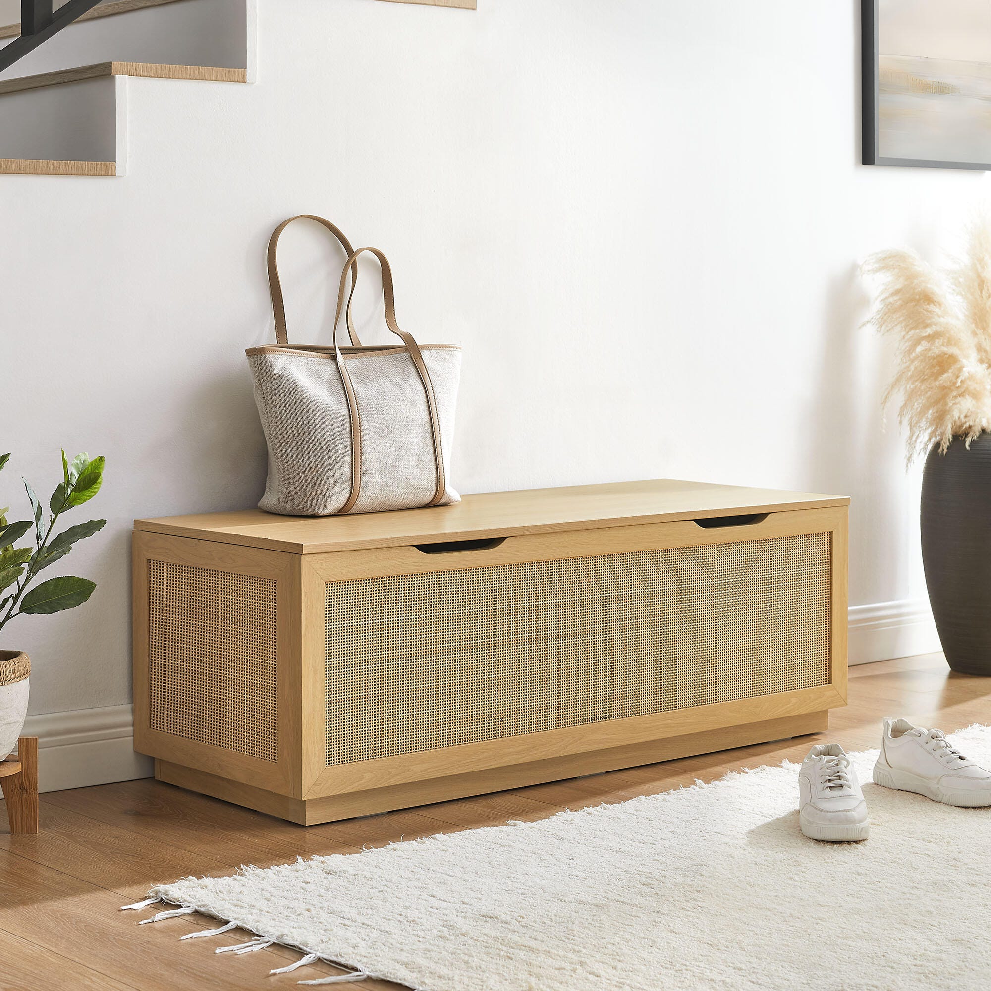 Modway Soma Storage Bench, Oak, large
