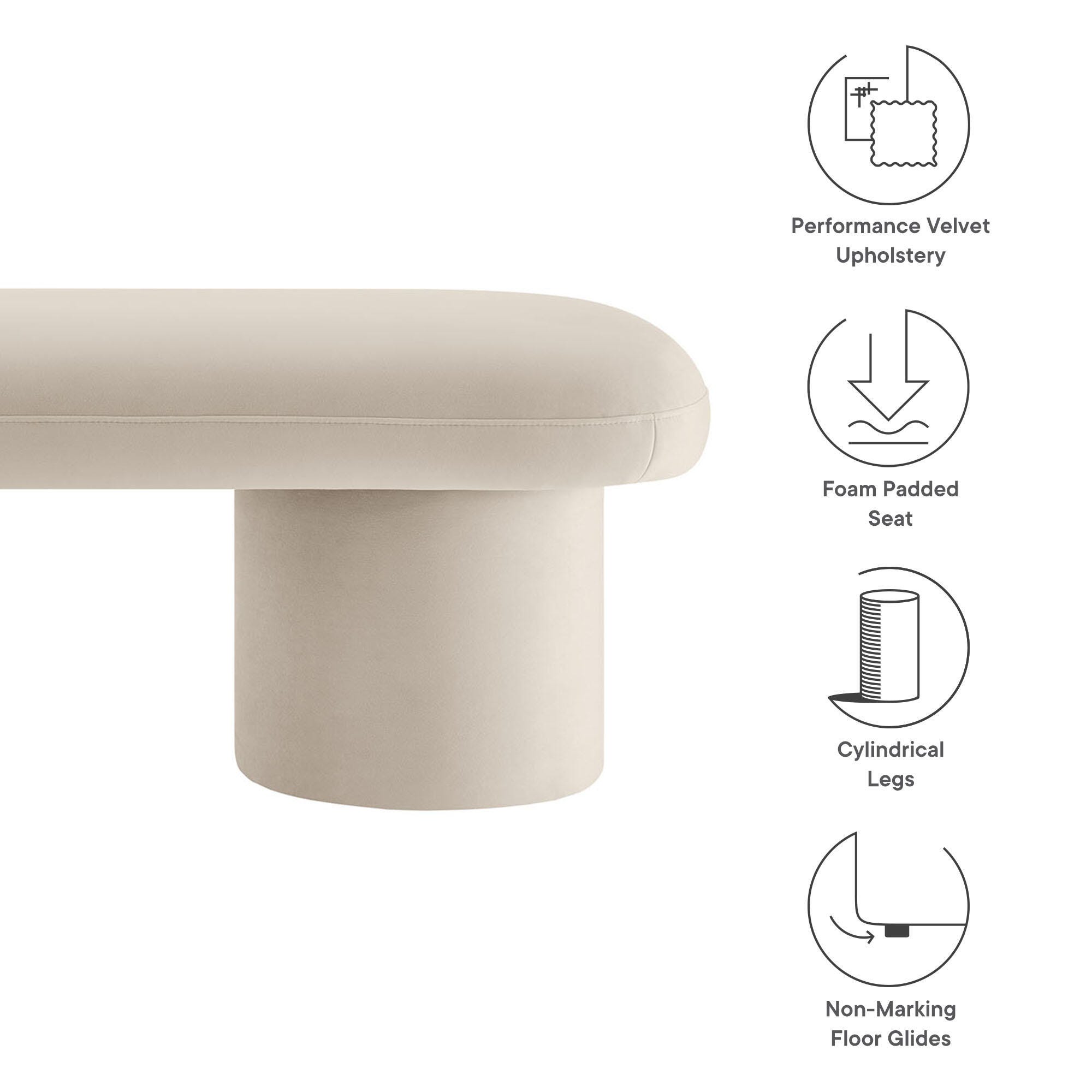 Modway Orla Bench, Almond, large