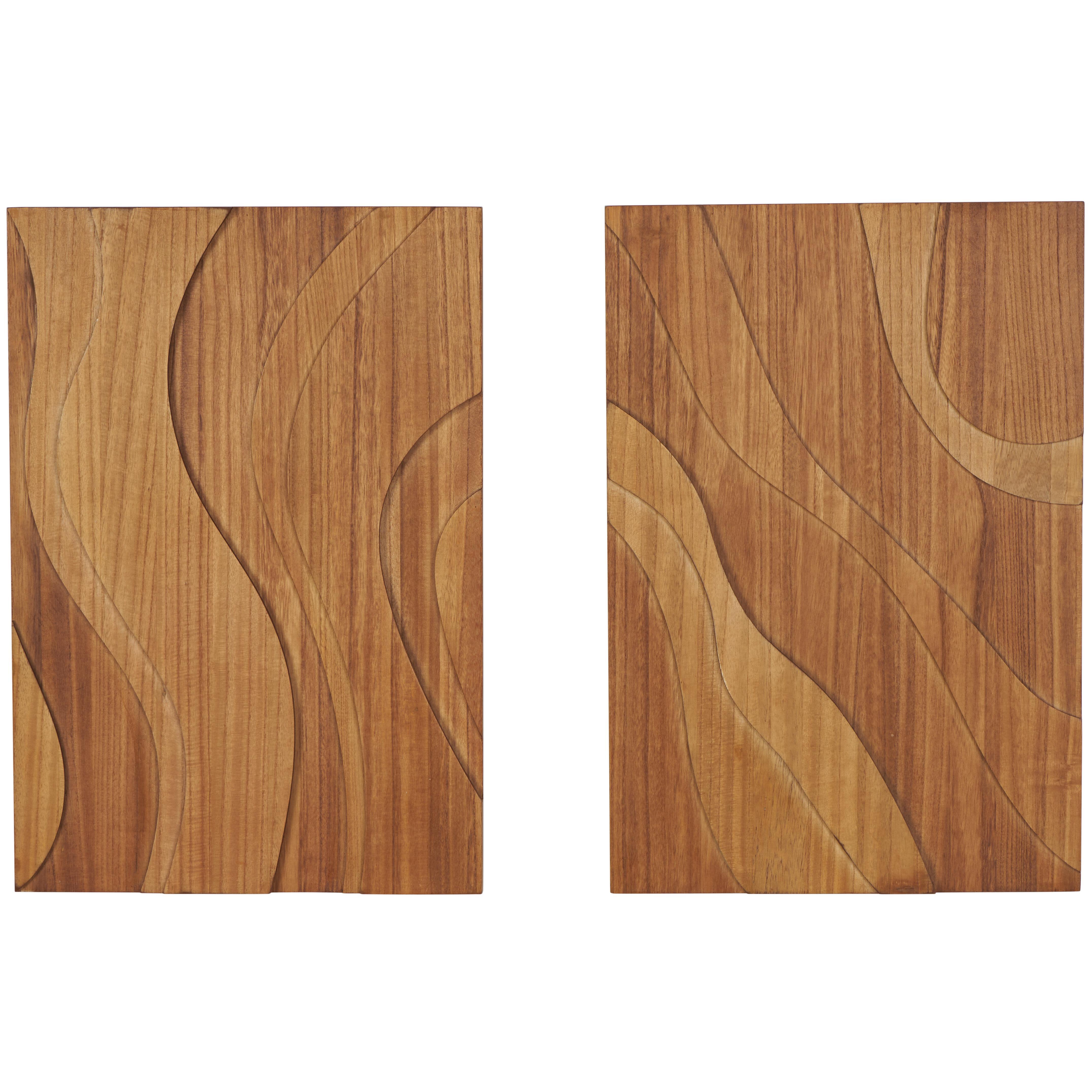 Bayberry Lane 2-Piece Abstract Wavy Carved Wall Decor, , large