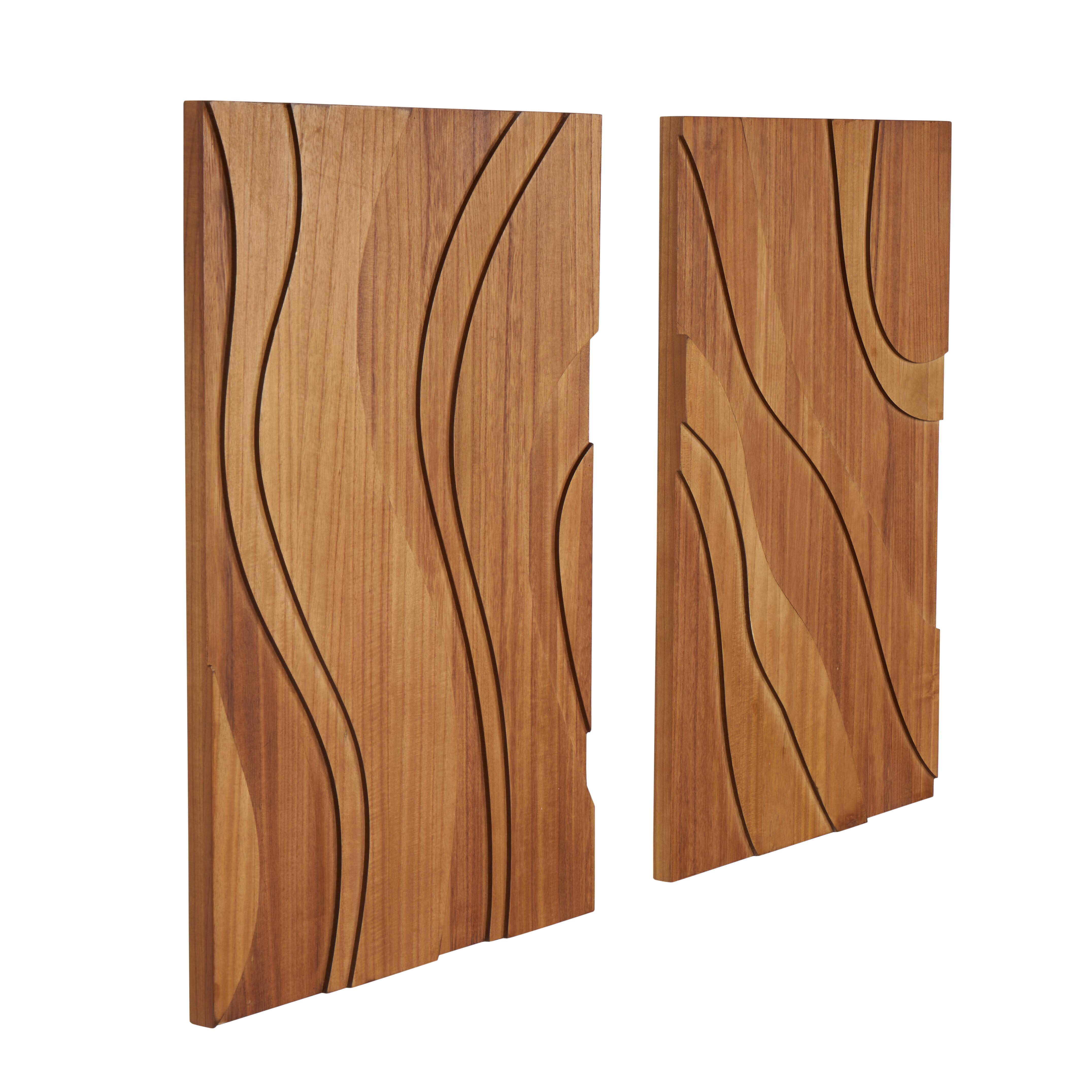 Bayberry Lane 2-Piece Abstract Wavy Carved Wall Decor, , large