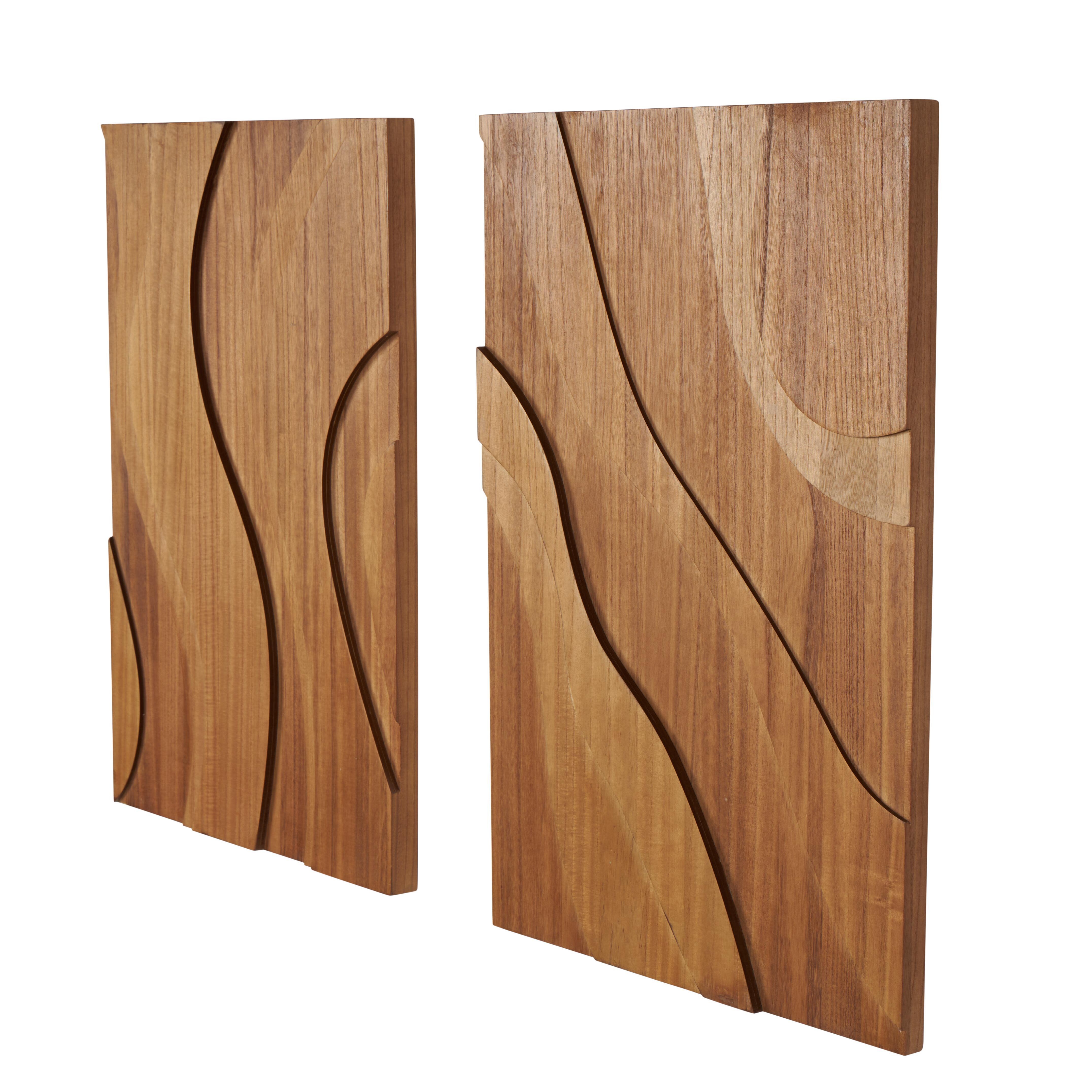 Bayberry Lane 2-Piece Abstract Wavy Carved Wall Decor, , large