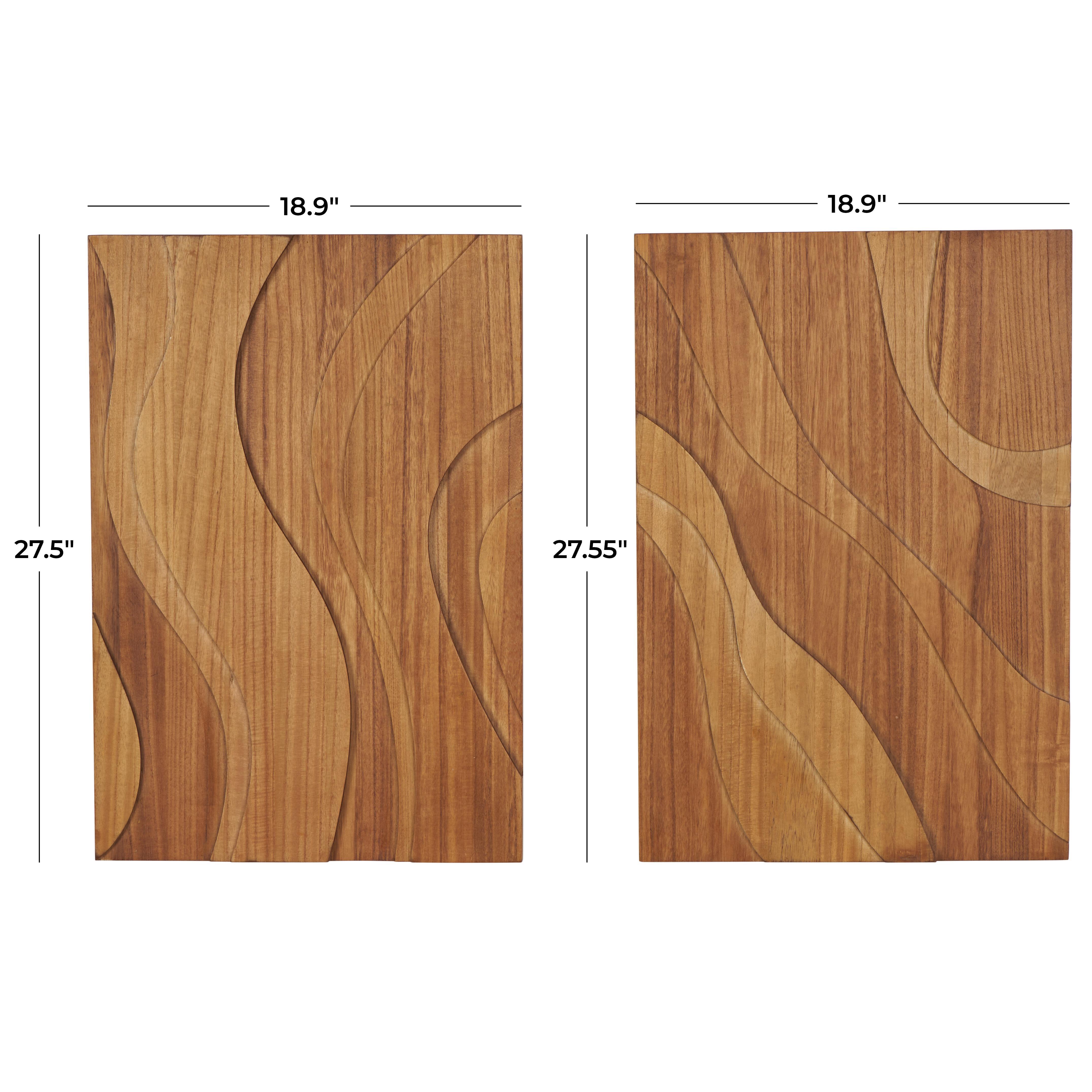 Bayberry Lane 2-Piece Abstract Wavy Carved Wall Decor, , large