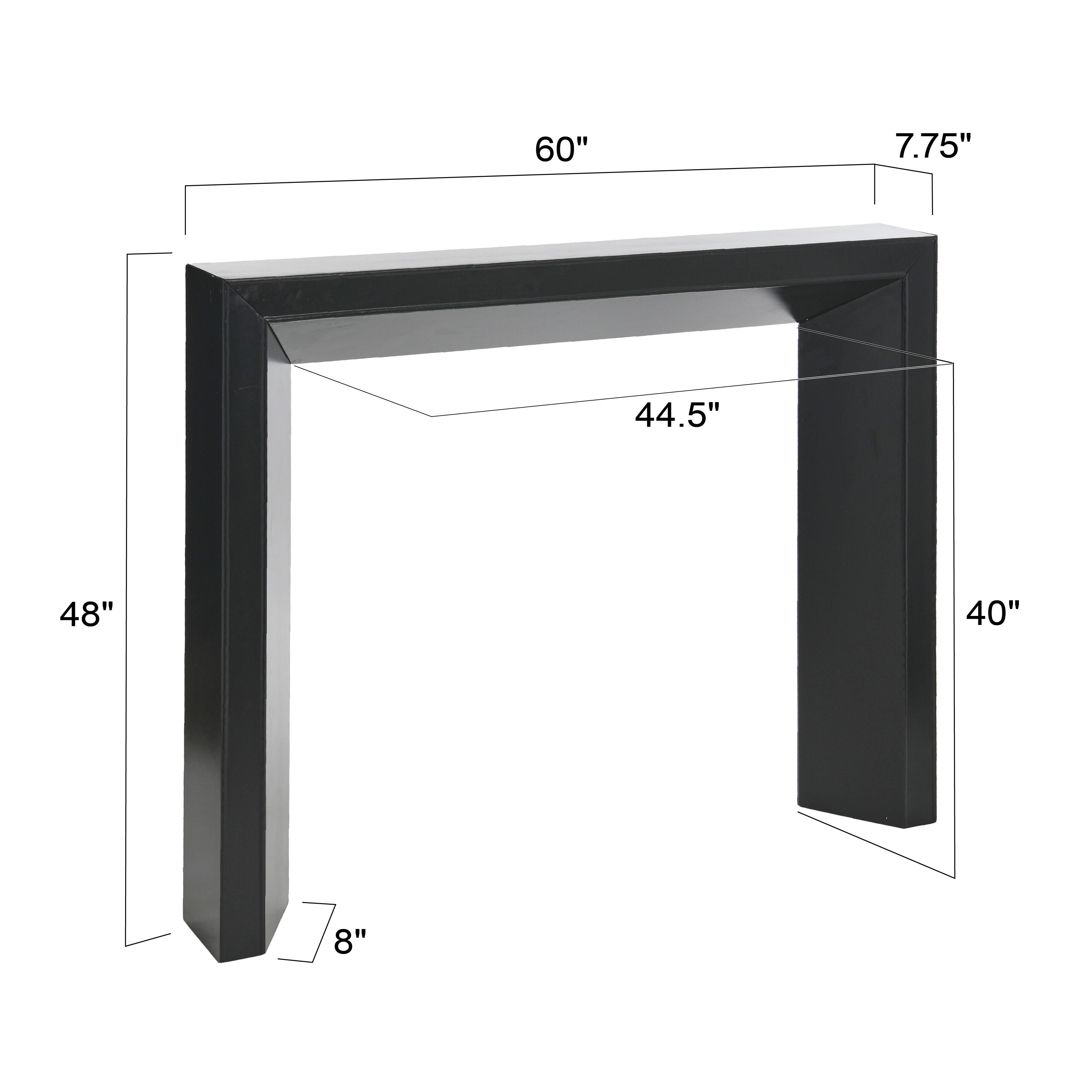 Storied Home 60" Decorative Fireplace Mantel, Black, large