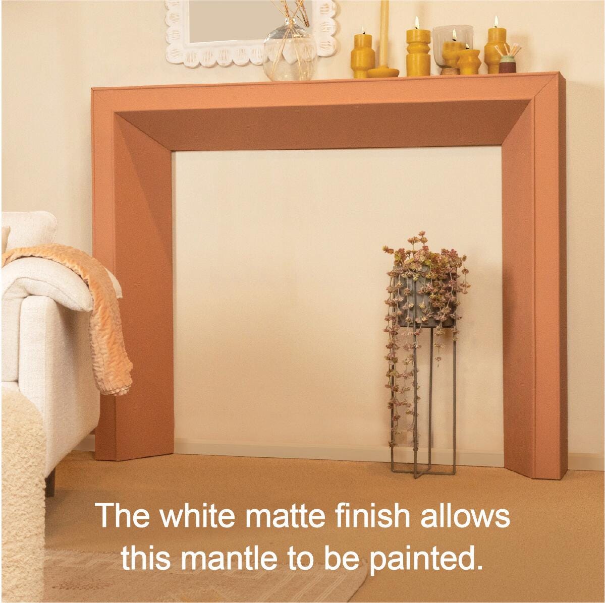 Storied Home 60" Decorative Fireplace Mantel, White, large
