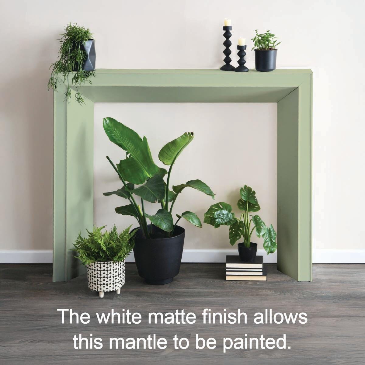 Storied Home 60" Decorative Fireplace Mantel, White, large