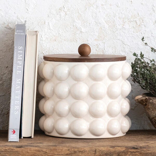 Storied Home 8" Stoneware Canister, , rollover