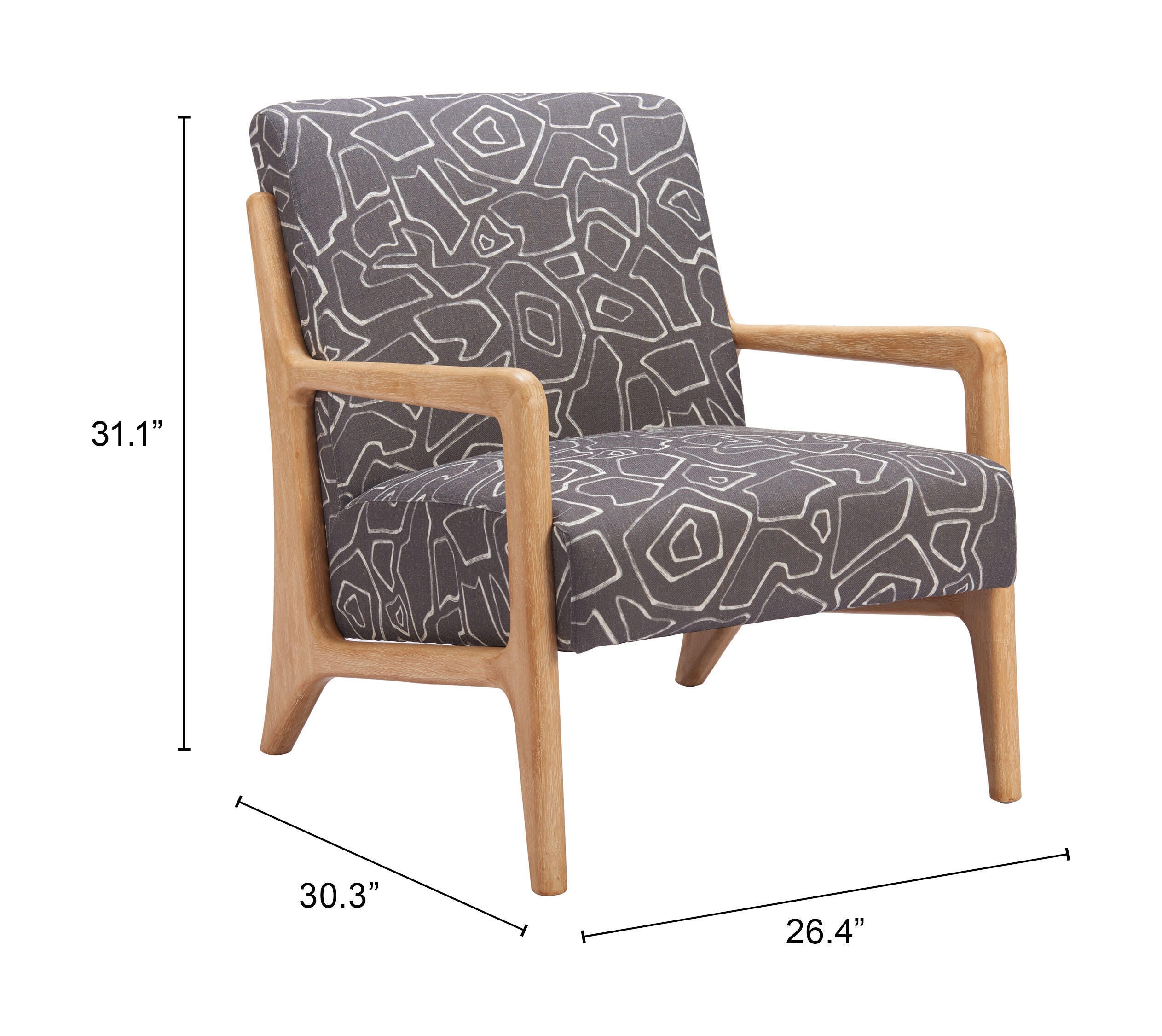 Erika Home Runa Accent Chair, Gray/Natural, large