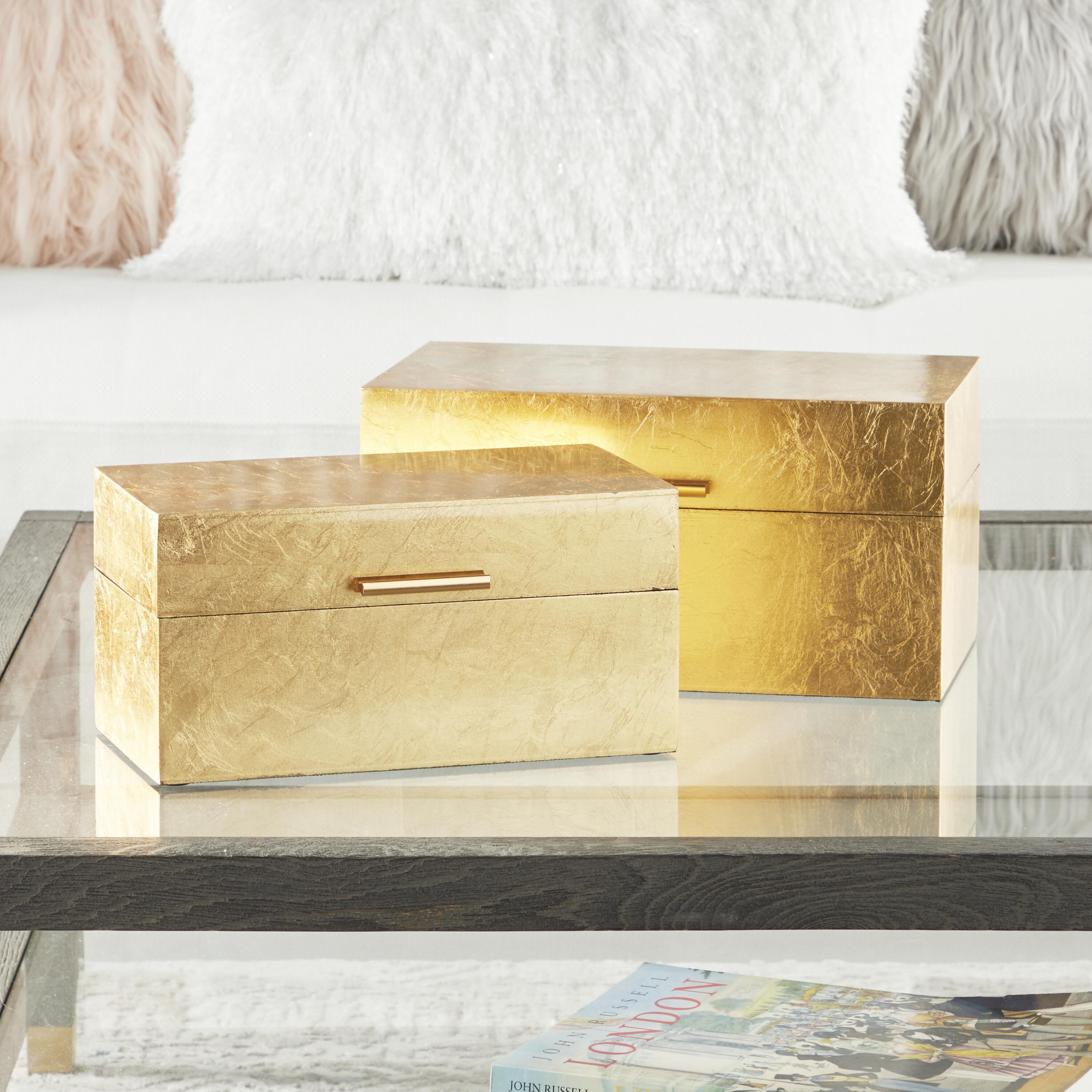 CosmoLiving by Cosmopolitan Decorative Box (Set Of 2), Gold, rollover