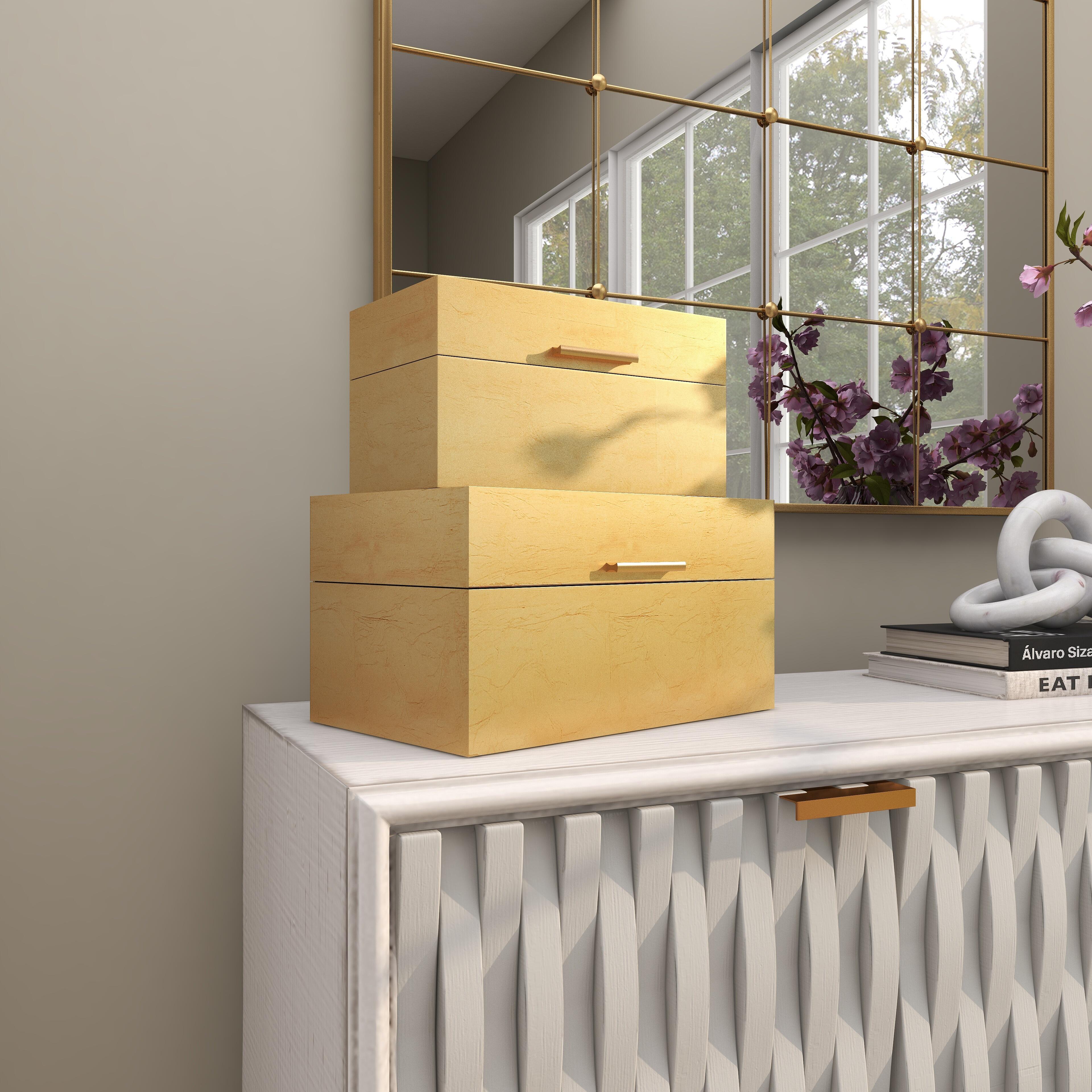 CosmoLiving by Cosmopolitan Decorative Box (Set Of 2), Gold, large
