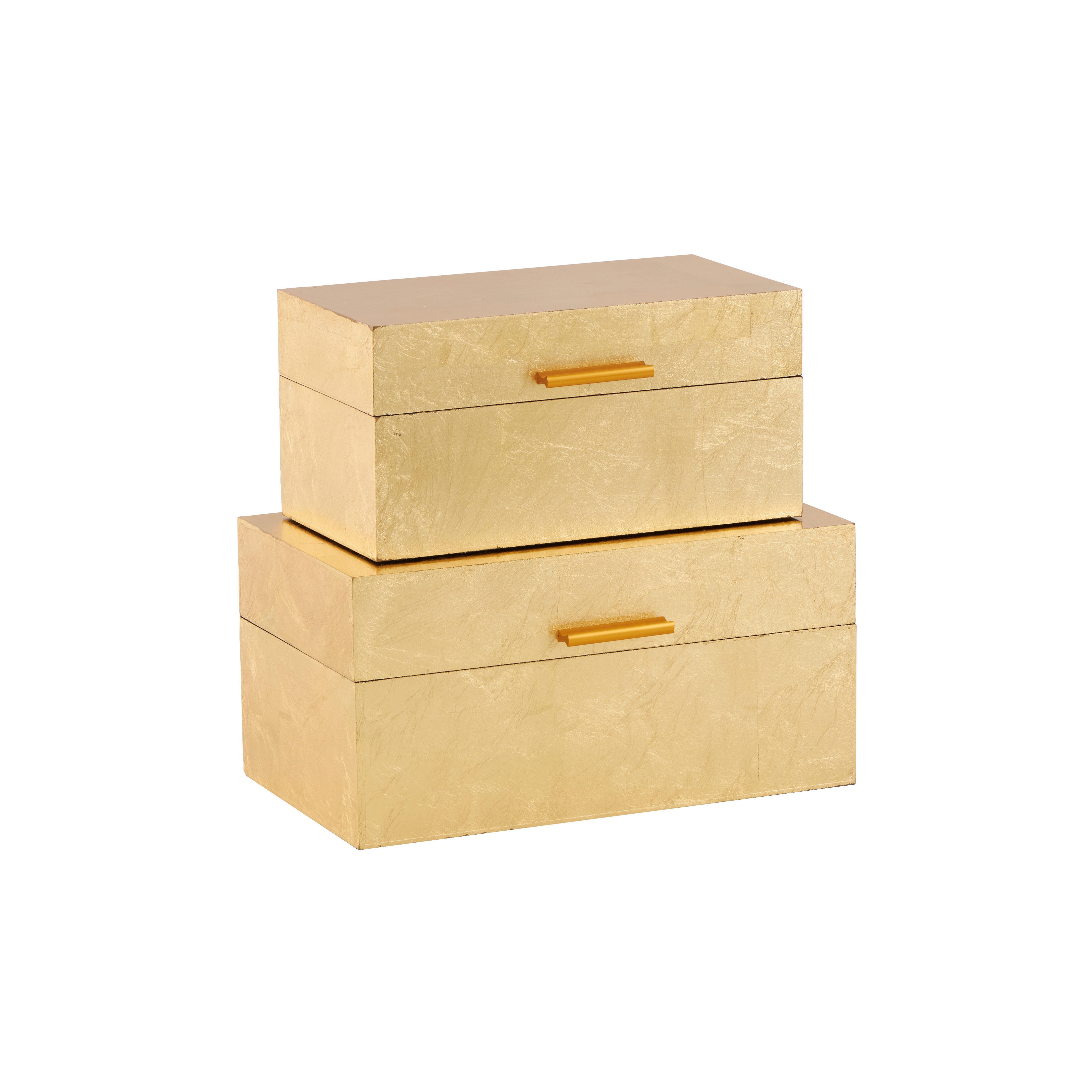 CosmoLiving by Cosmopolitan Decorative Box (Set Of 2), Gold, large