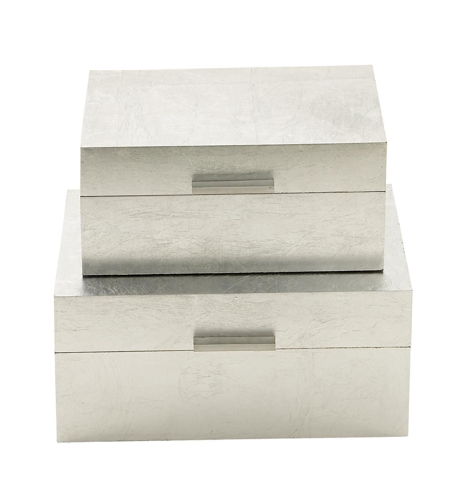 CosmoLiving by Cosmopolitan Decorative Box (Set Of 2), Silver, large