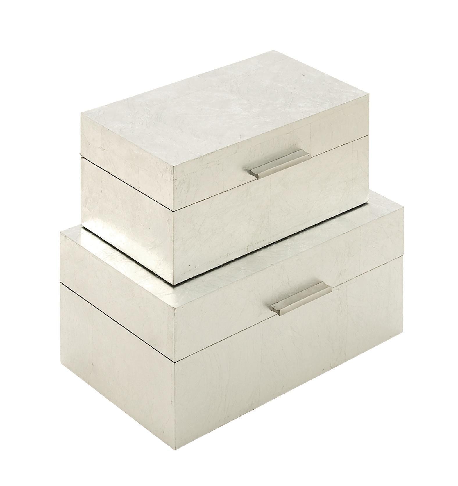 CosmoLiving by Cosmopolitan Decorative Box (Set Of 2), Silver, large