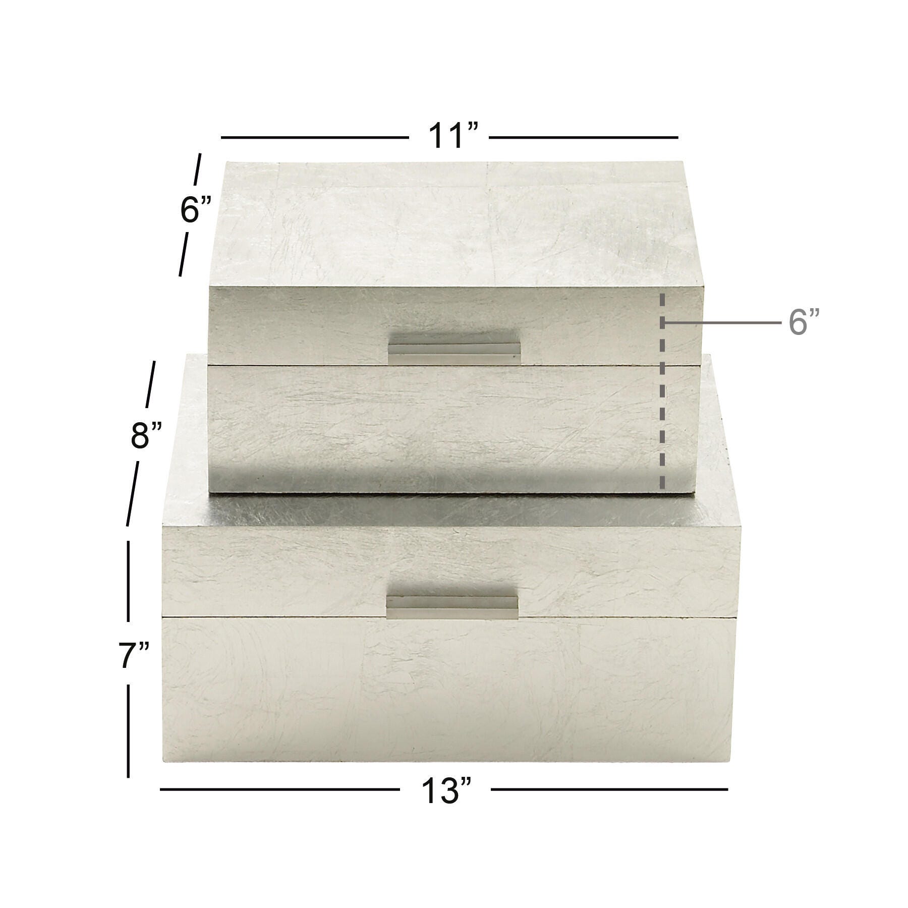 CosmoLiving by Cosmopolitan Decorative Box (Set Of 2), Silver, large
