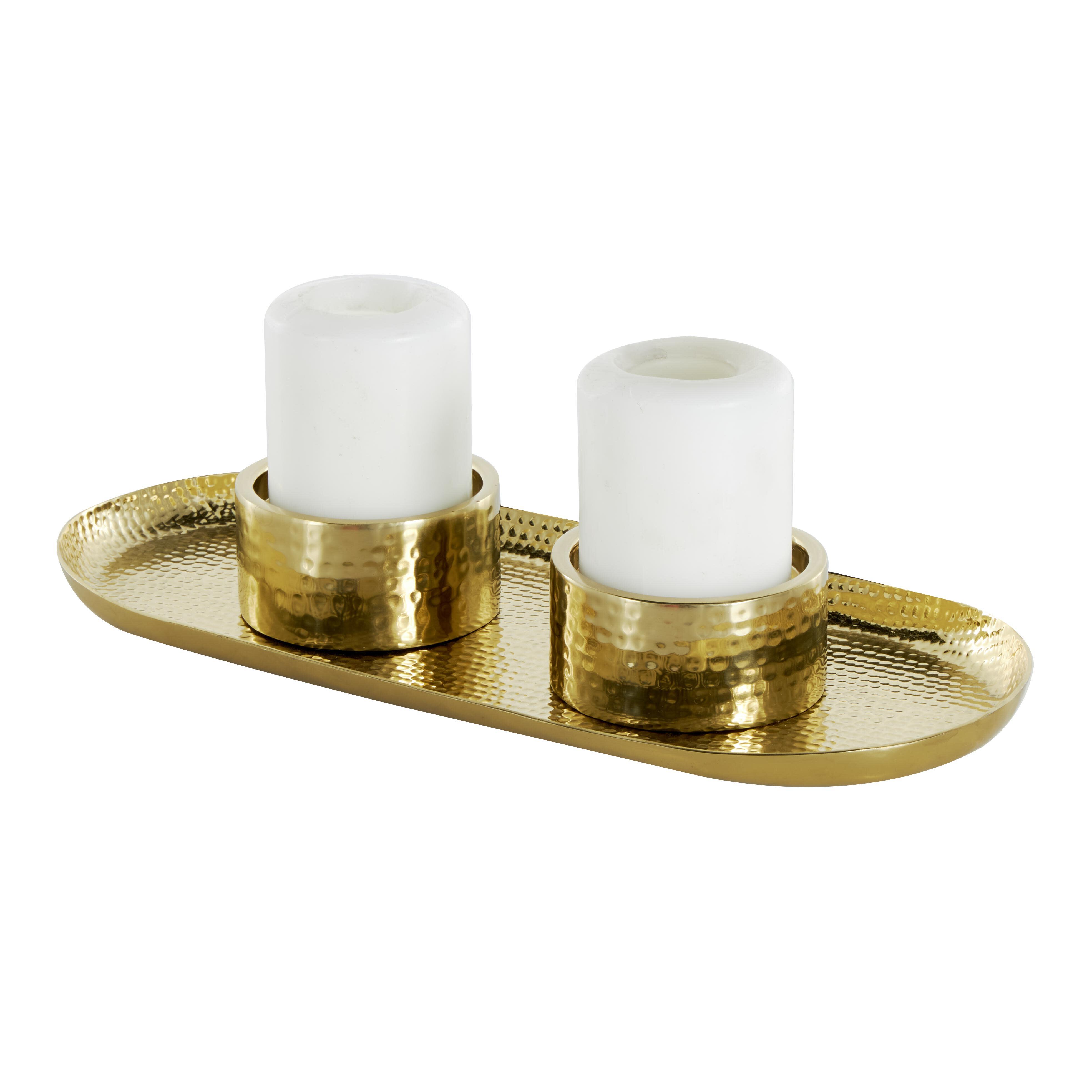 Bayberry Lane Hammered Decorative Candle Holder, Gold, large