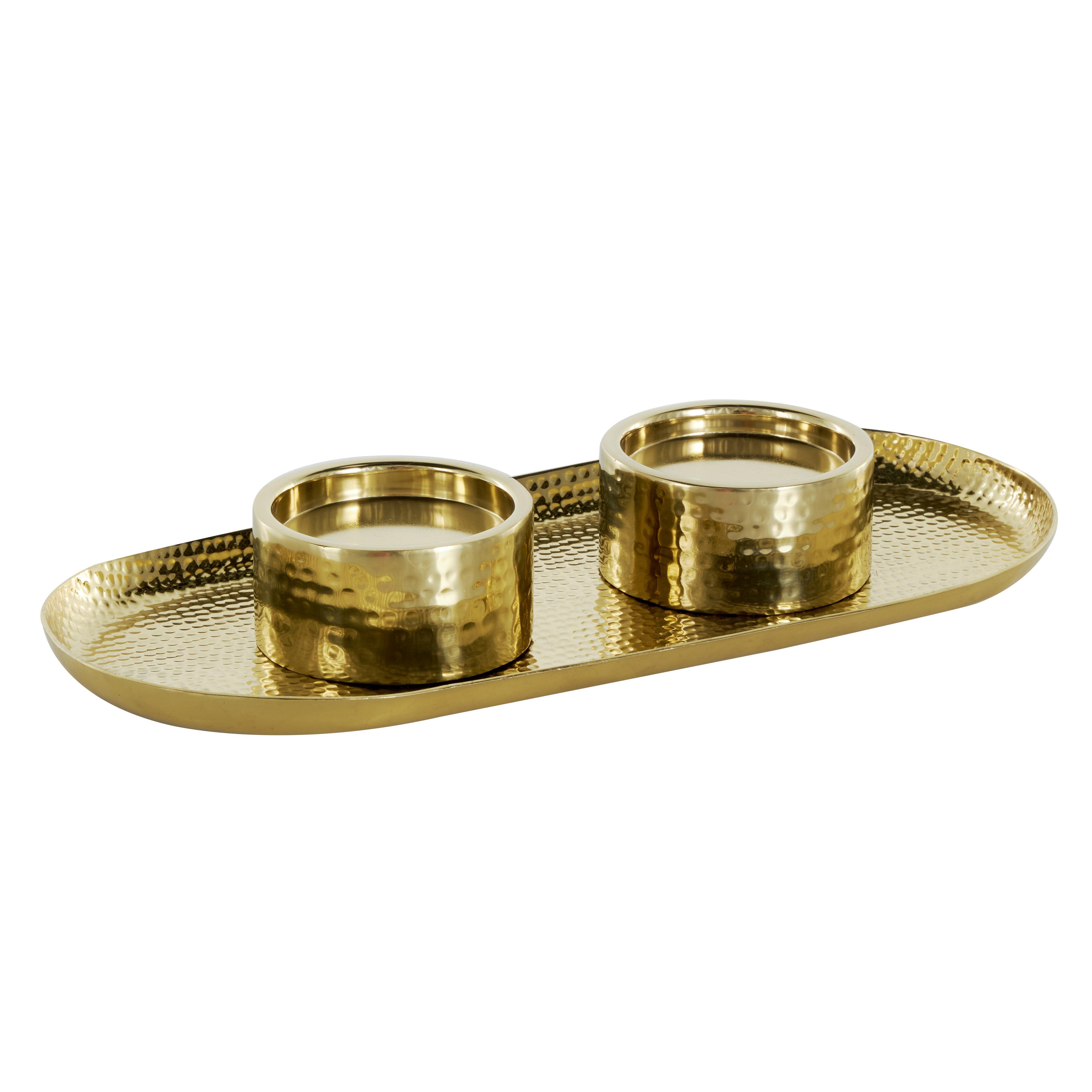 Bayberry Lane Hammered Decorative Candle Holder, Gold, large