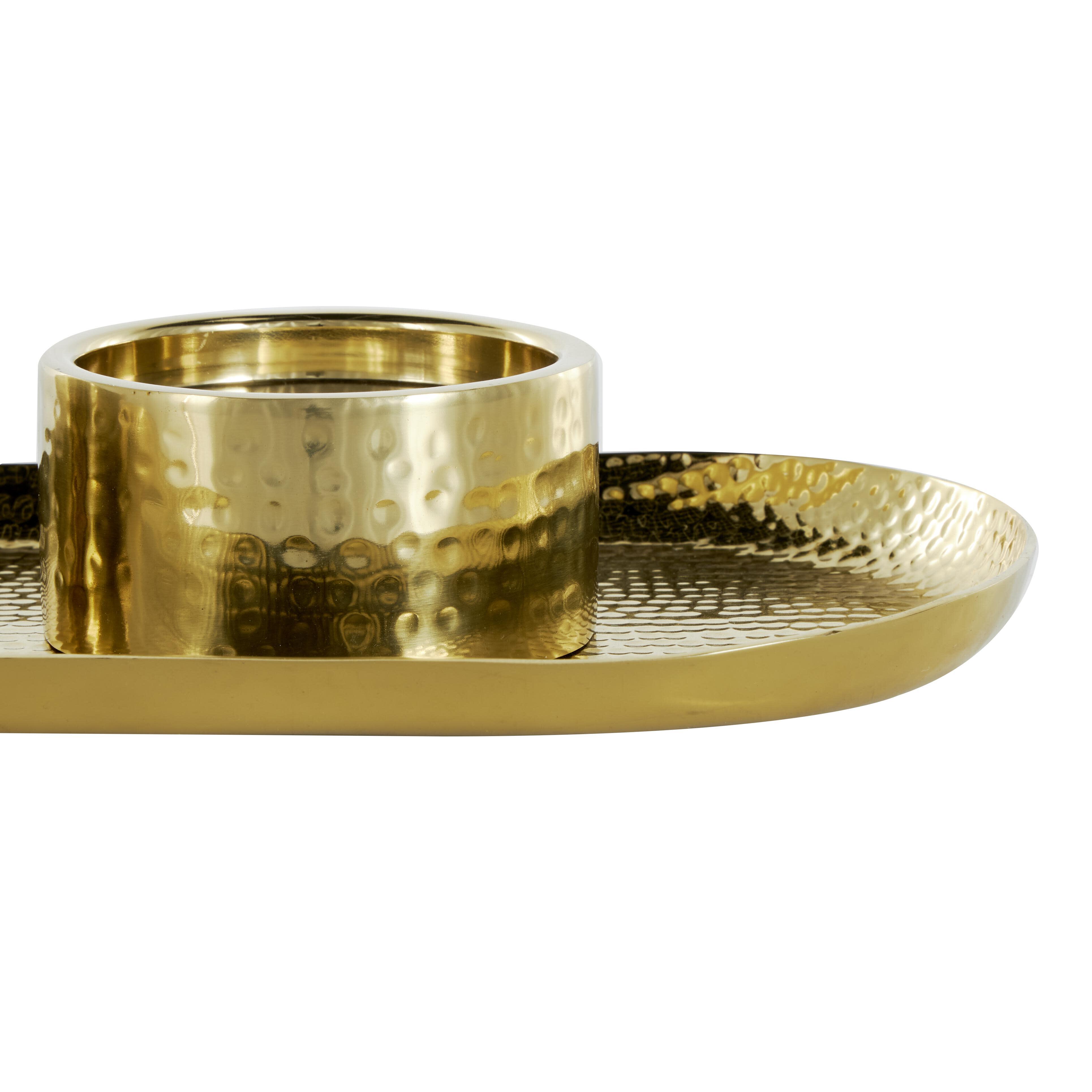 Bayberry Lane Hammered Decorative Candle Holder, Gold, large
