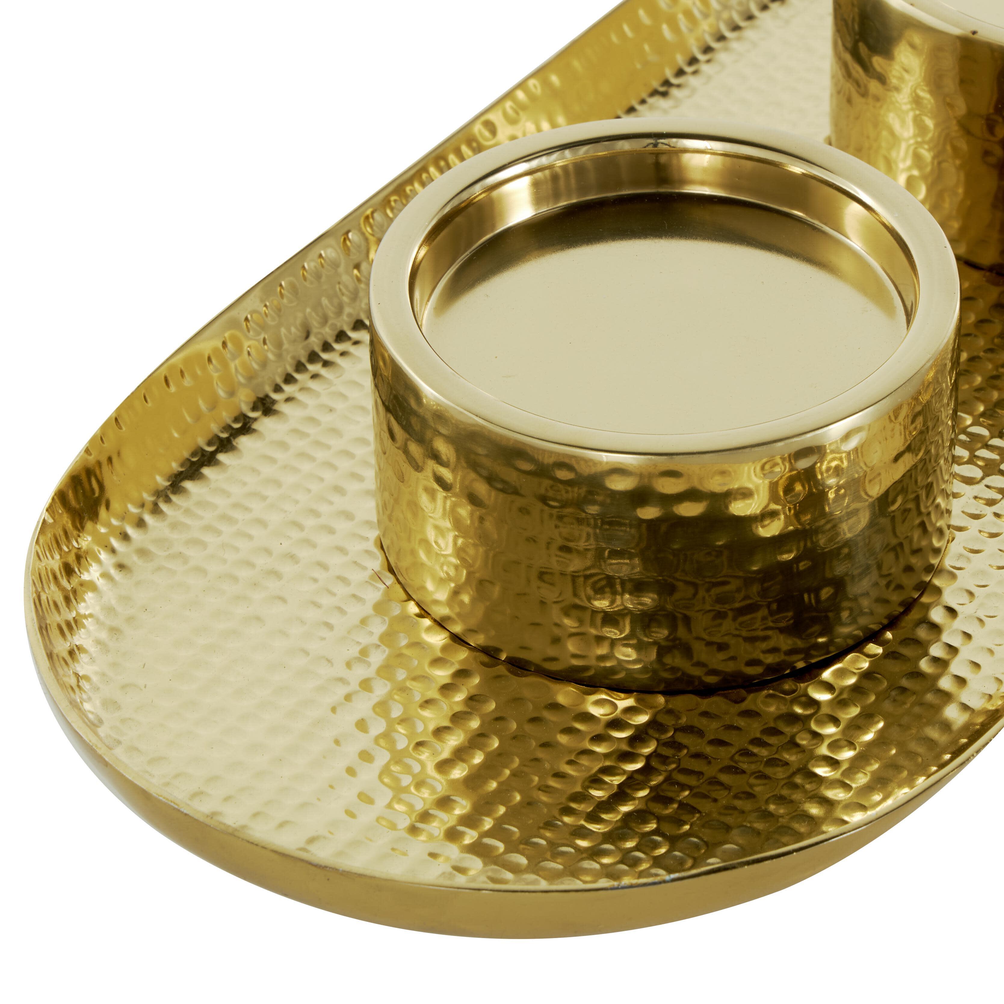 Bayberry Lane Hammered Decorative Candle Holder, Gold, large