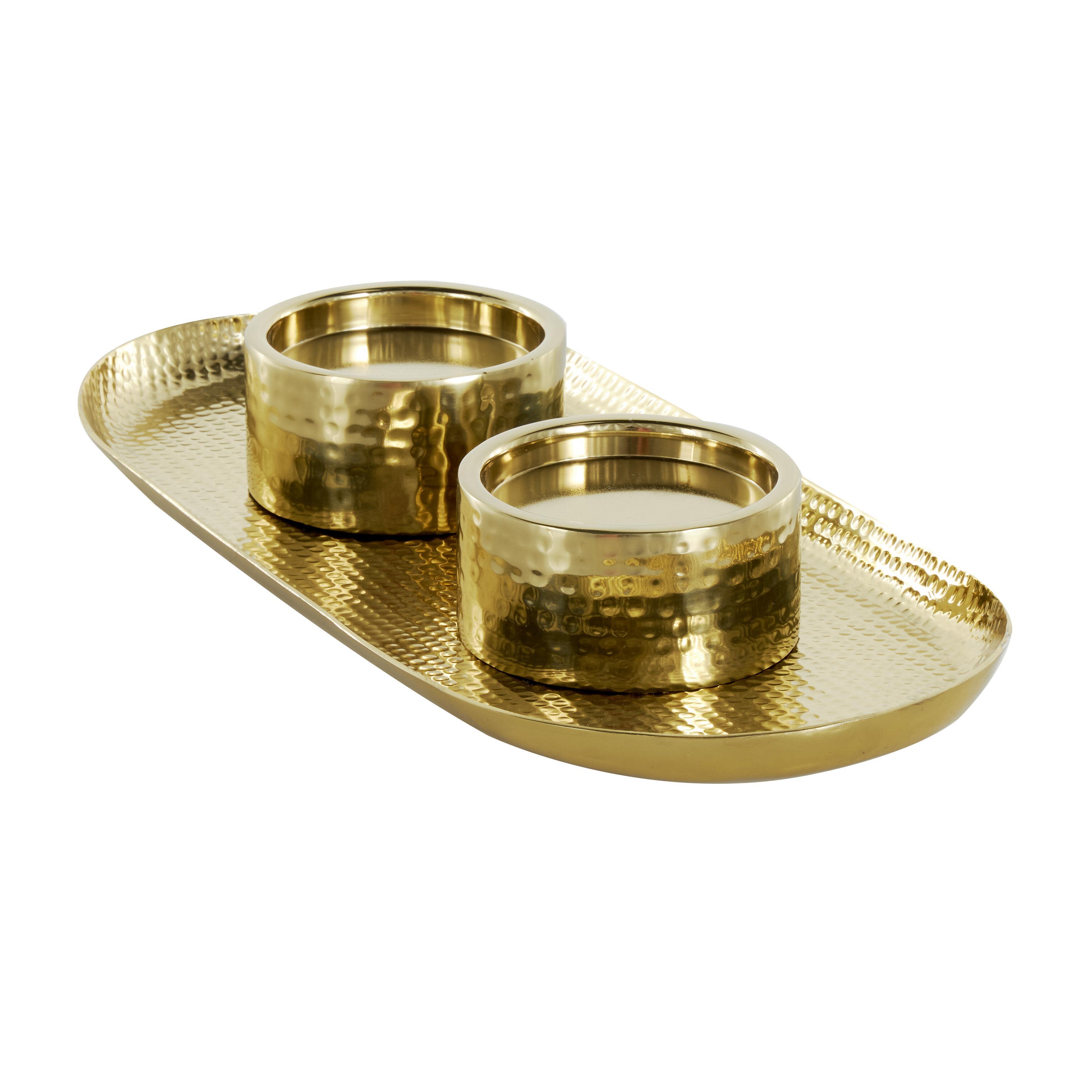Bayberry Lane Hammered Decorative Candle Holder, Gold, large