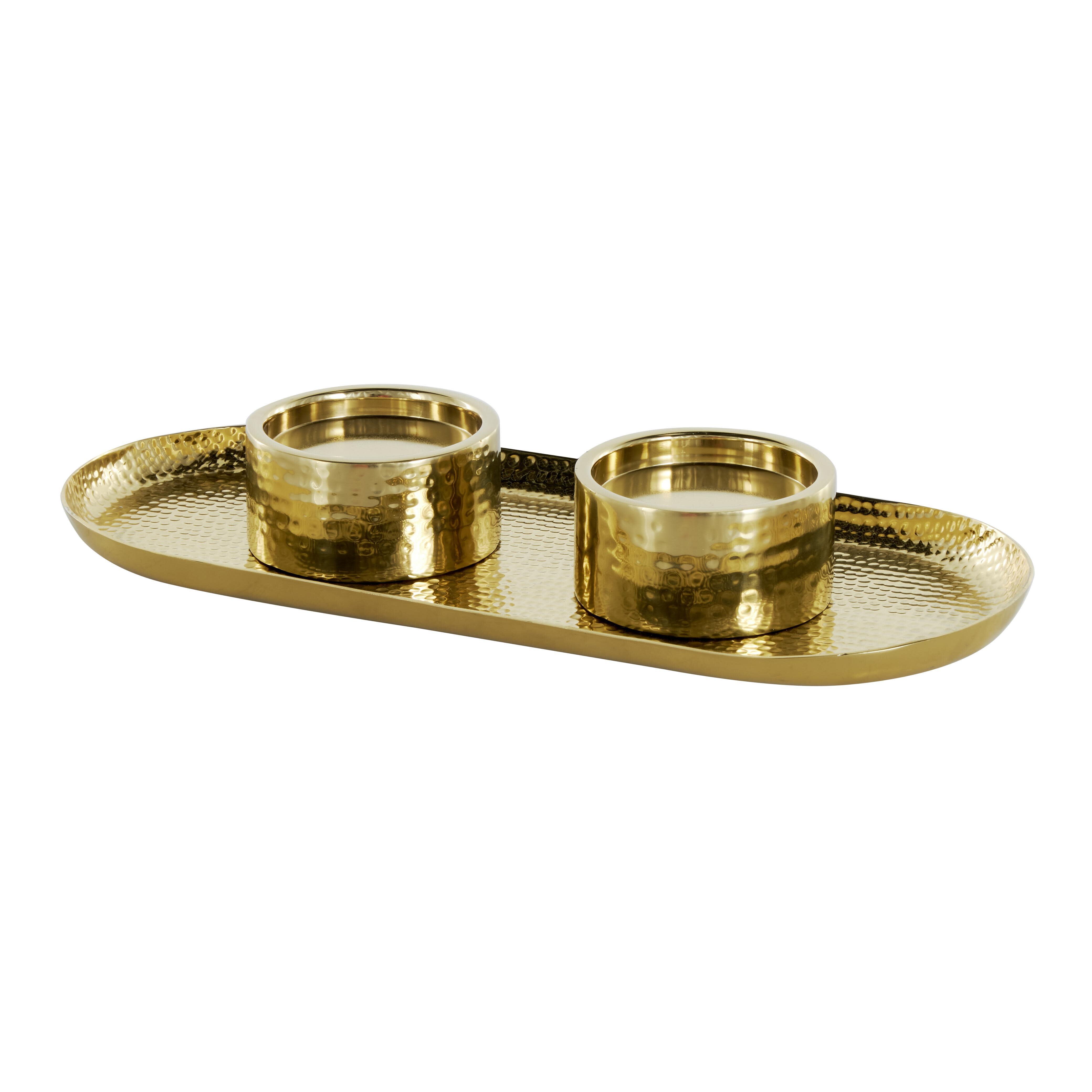 Bayberry Lane Hammered Decorative Candle Holder, Gold, large