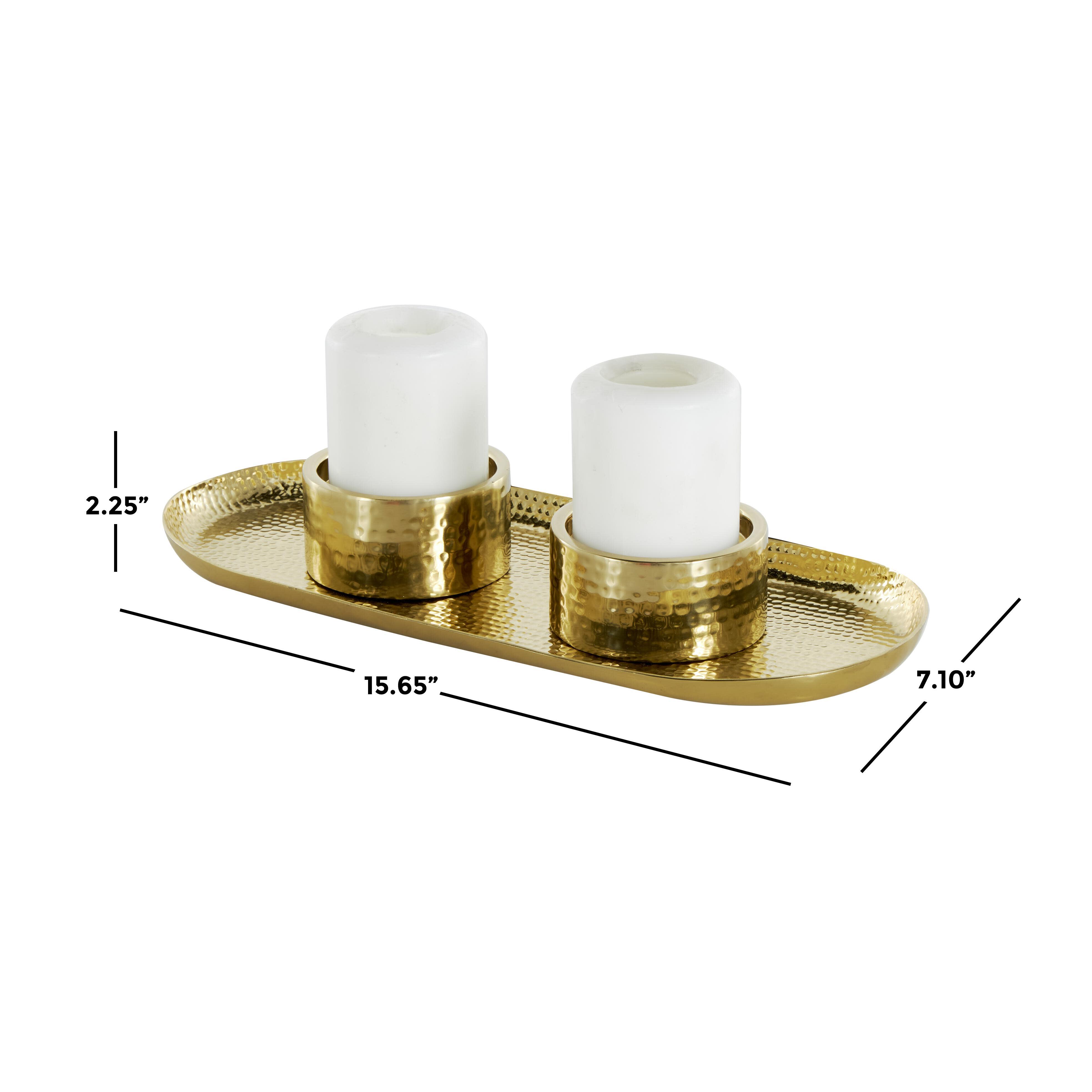 Bayberry Lane Hammered Decorative Candle Holder, Gold, large