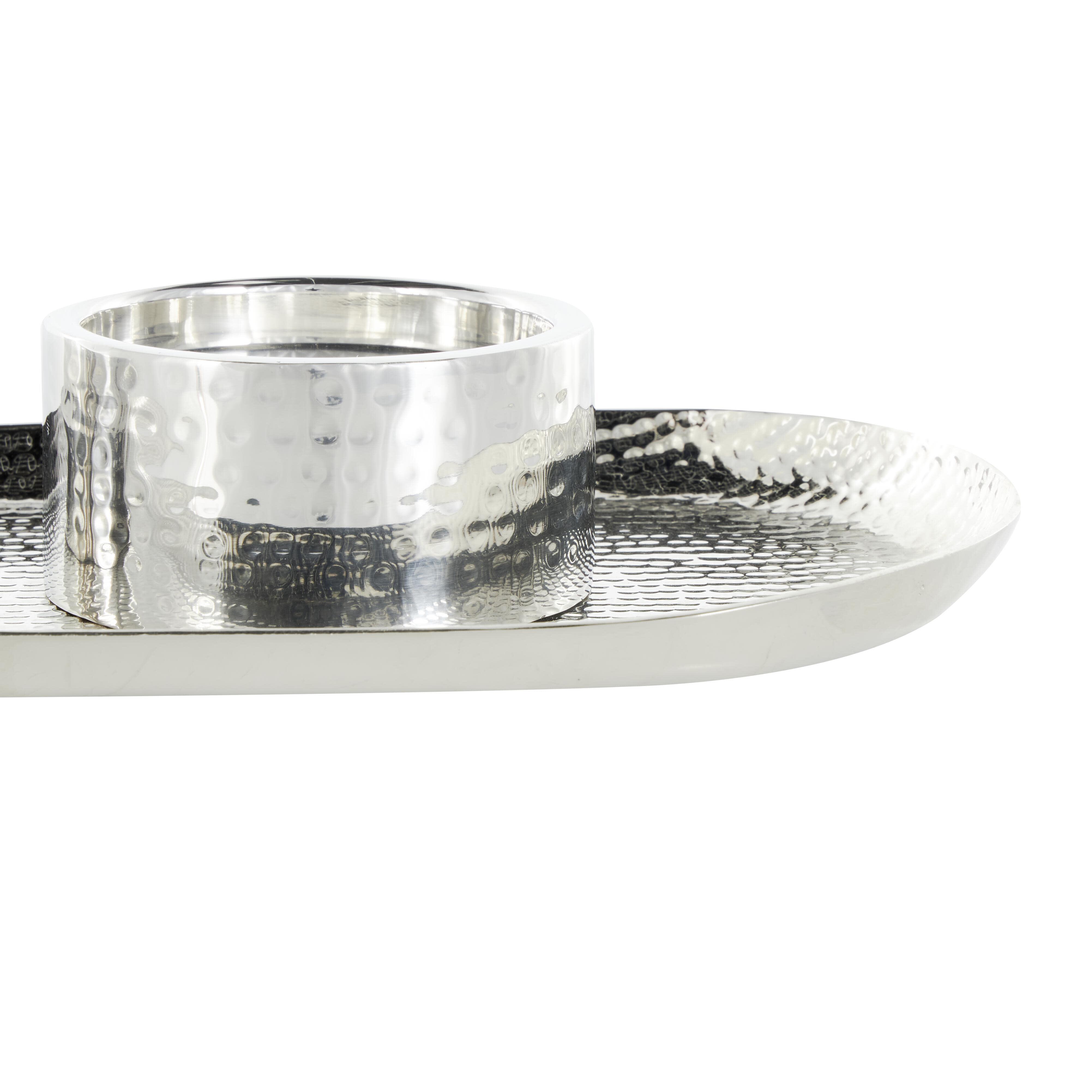 Bayberry Lane Hammered Decorative Candle Holder, Silver, large