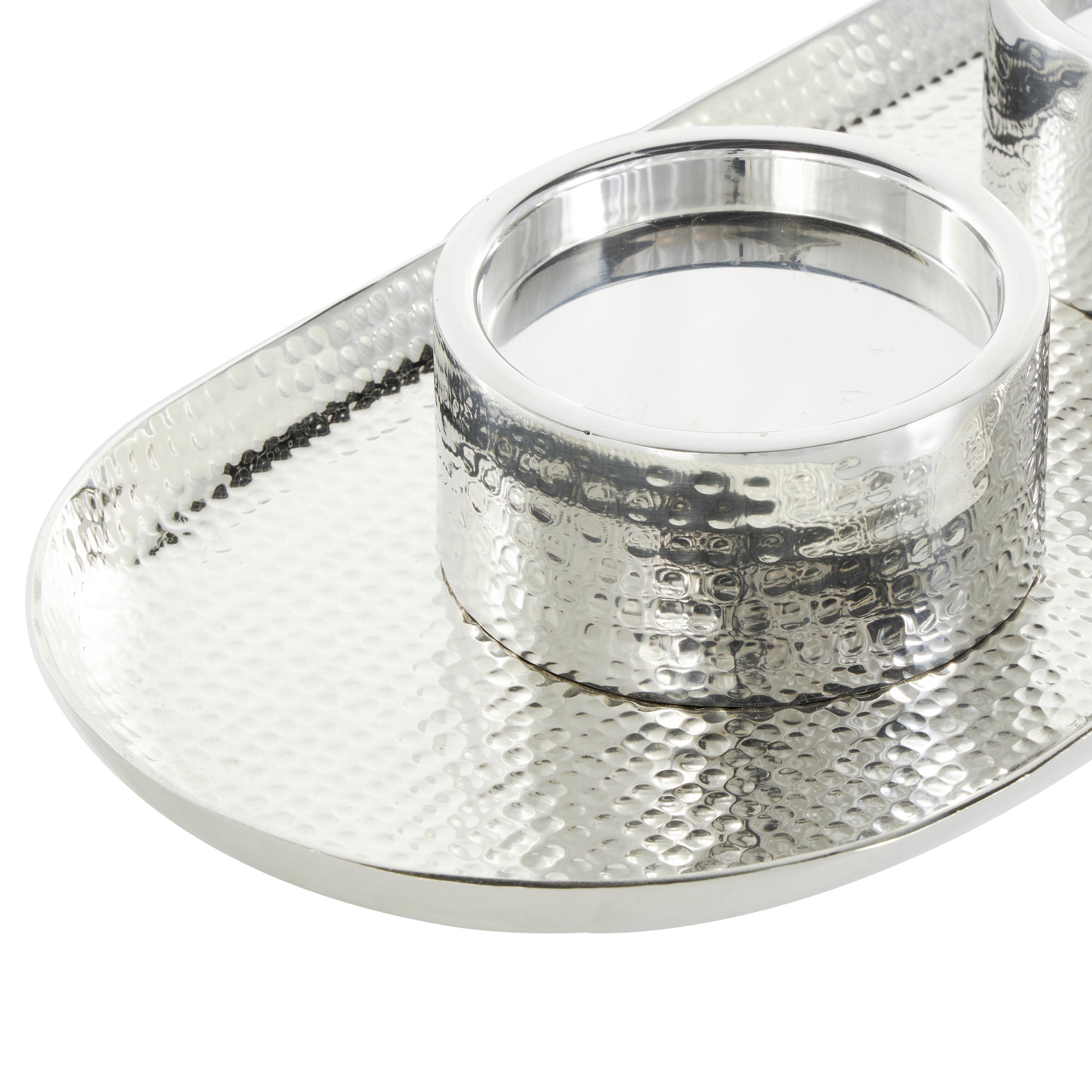 Bayberry Lane Hammered Decorative Candle Holder, Silver, large