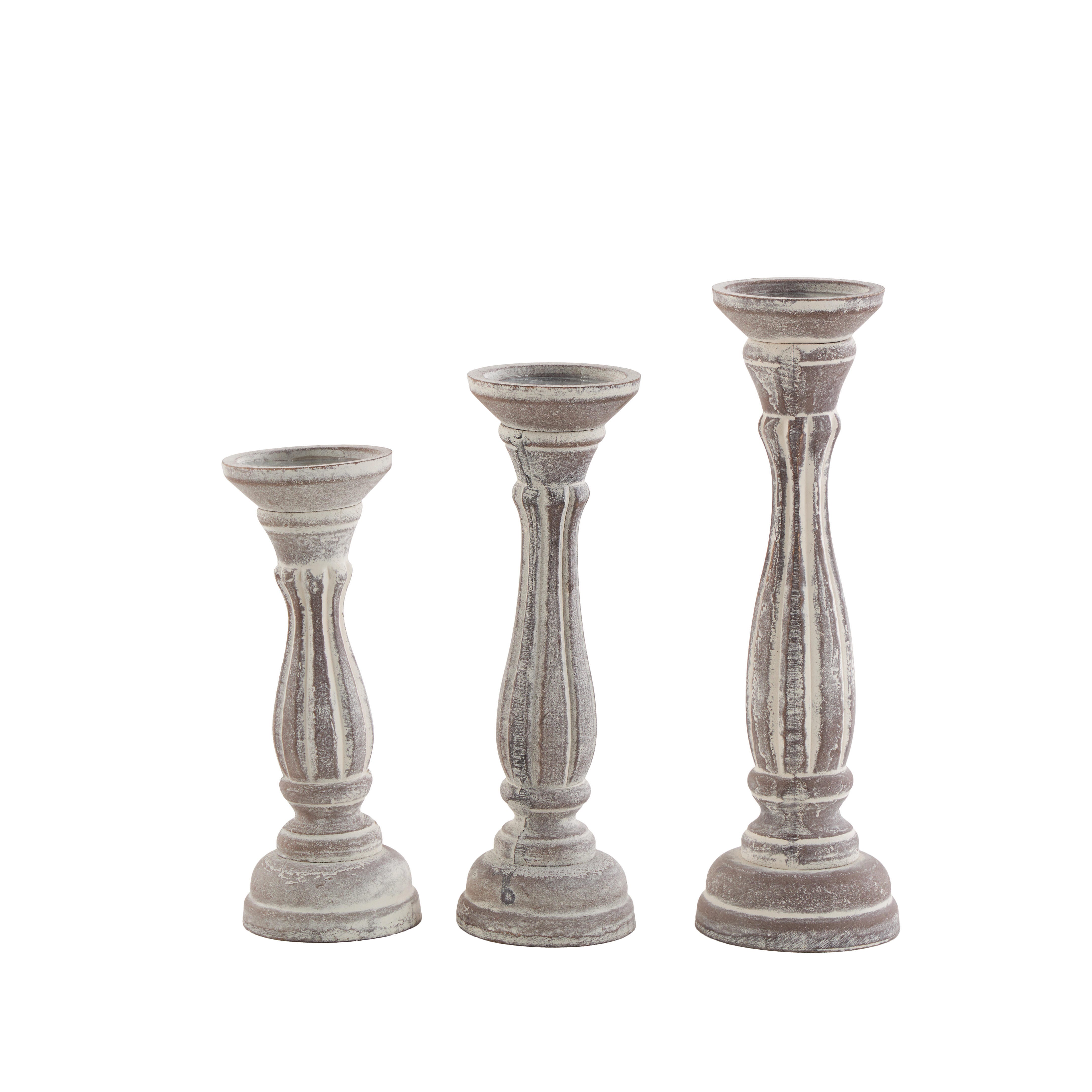 Bayberry Lane Pillar Decorative Candle Holder (Set Of 3), Brown, large