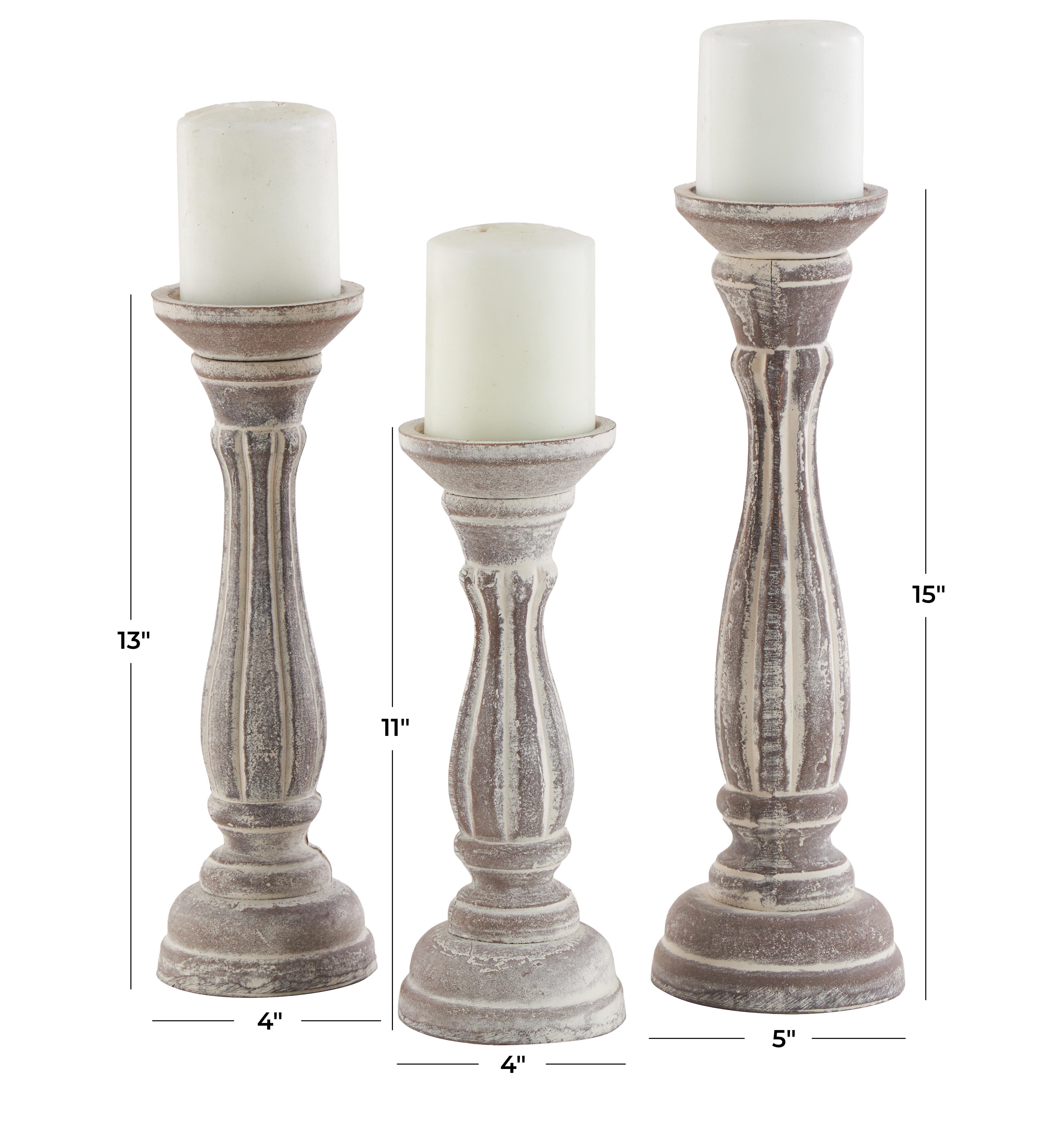 Bayberry Lane Pillar Decorative Candle Holder (Set Of 3), Brown, large