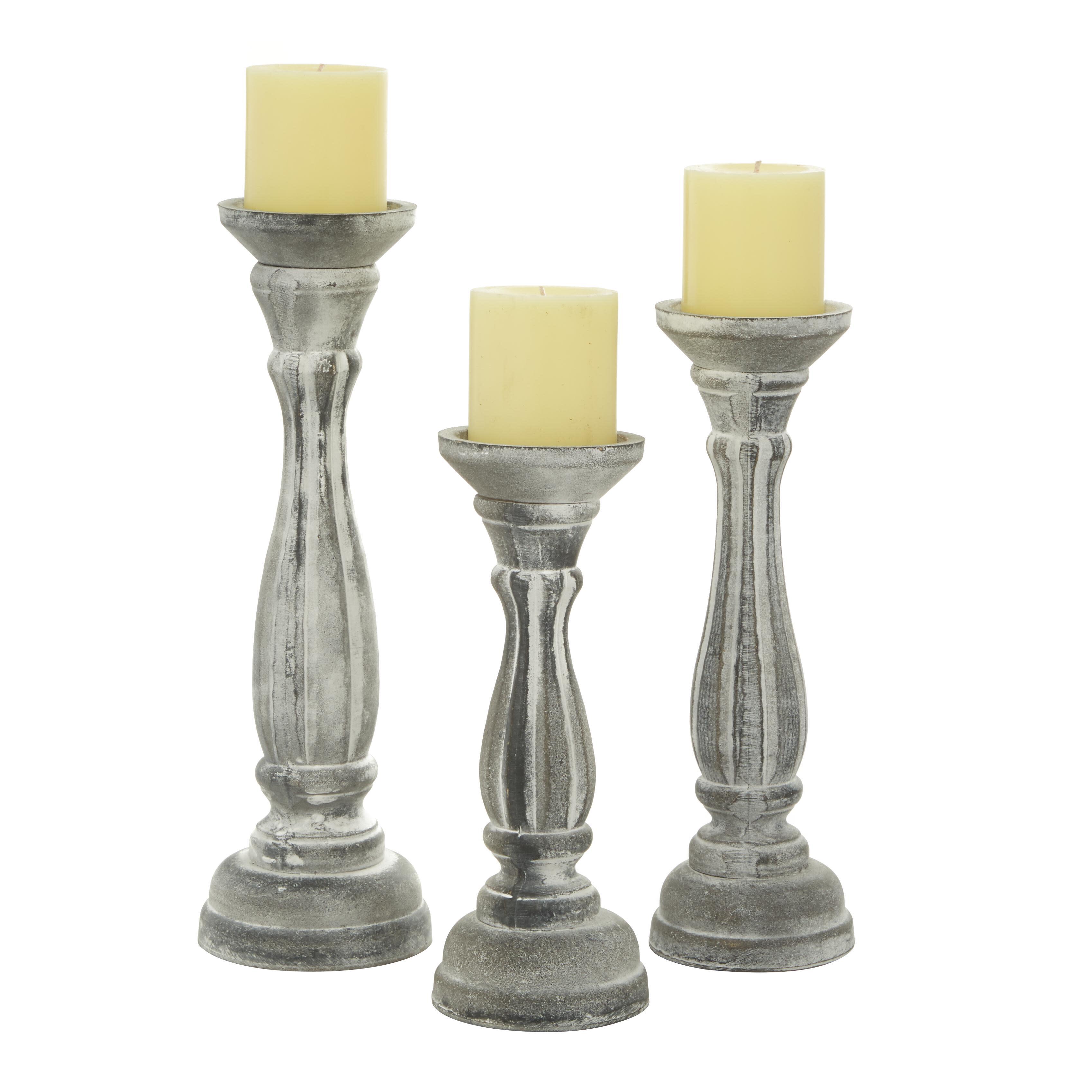 Bayberry Lane Pillar Decorative Candle Holder (Set Of 3), Gray, large
