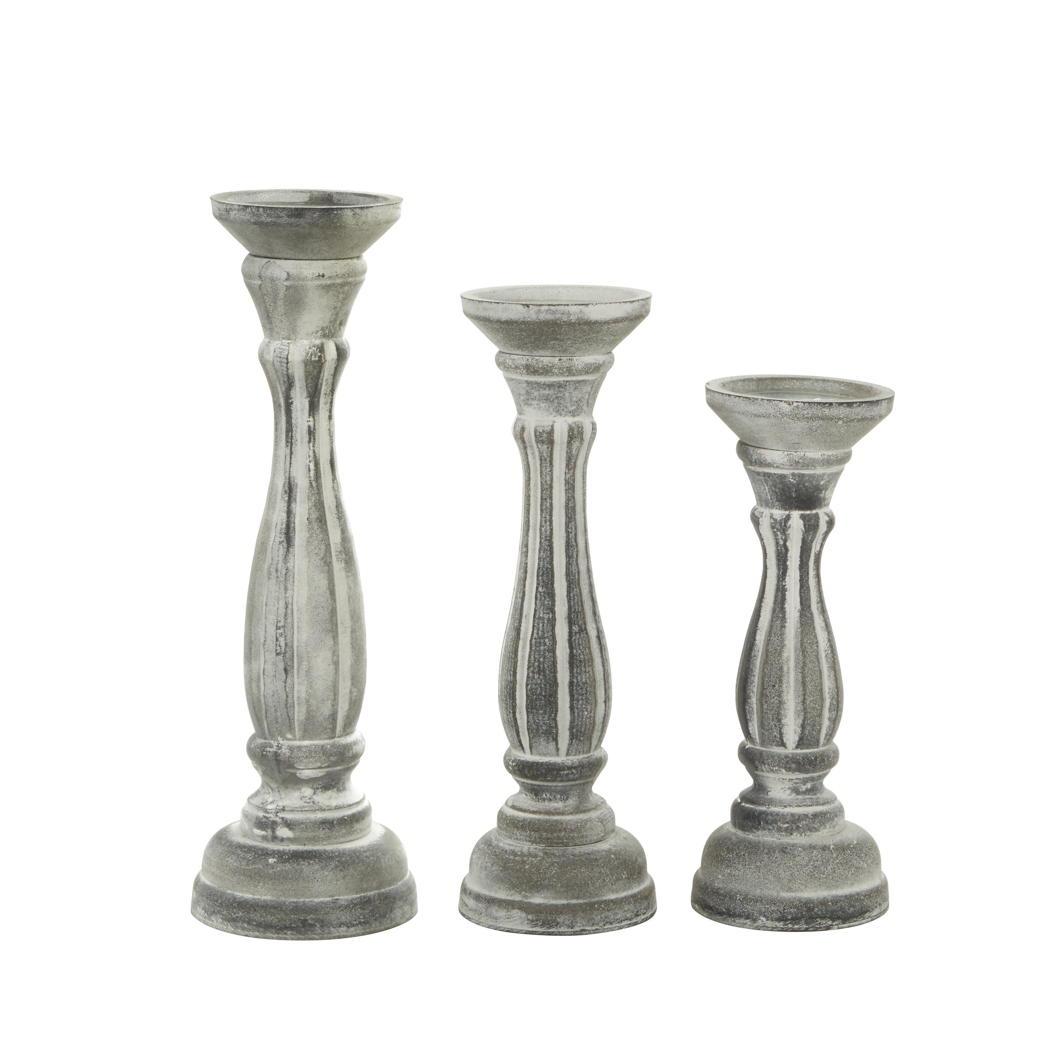 Bayberry Lane Pillar Decorative Candle Holder (Set Of 3), Gray, large