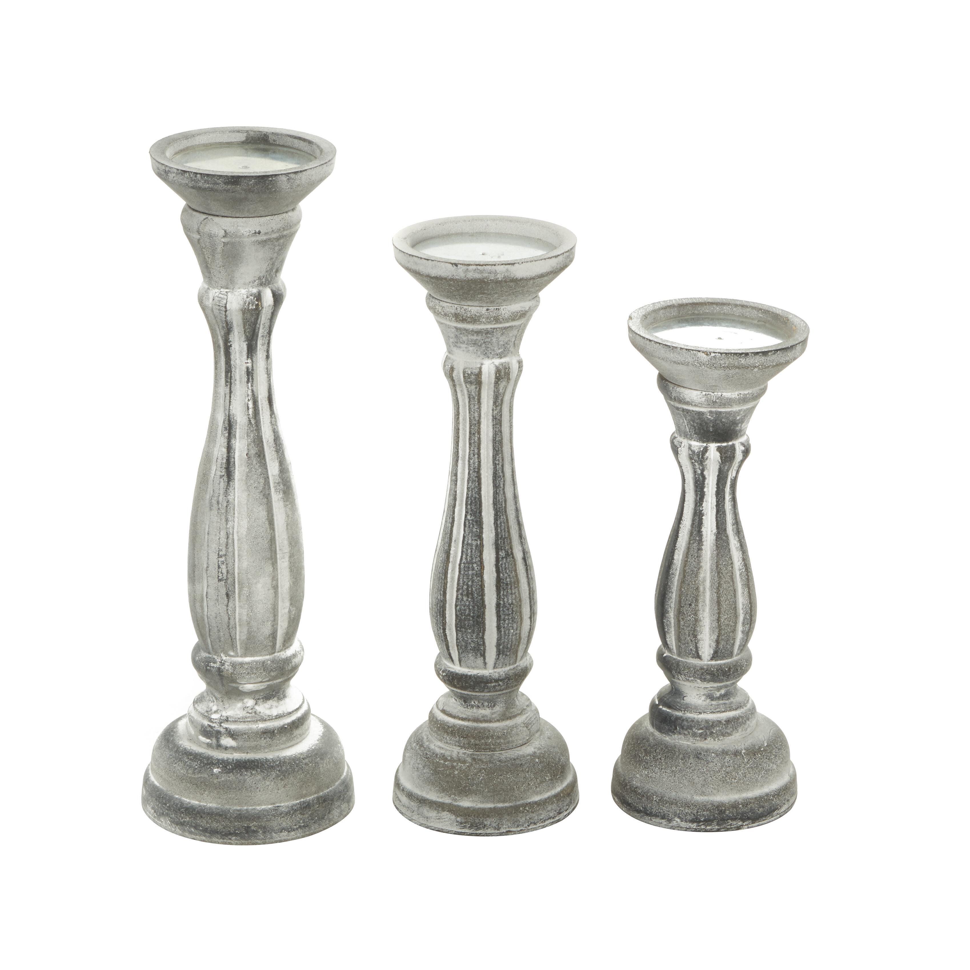 Bayberry Lane Pillar Decorative Candle Holder (Set Of 3), Gray, large