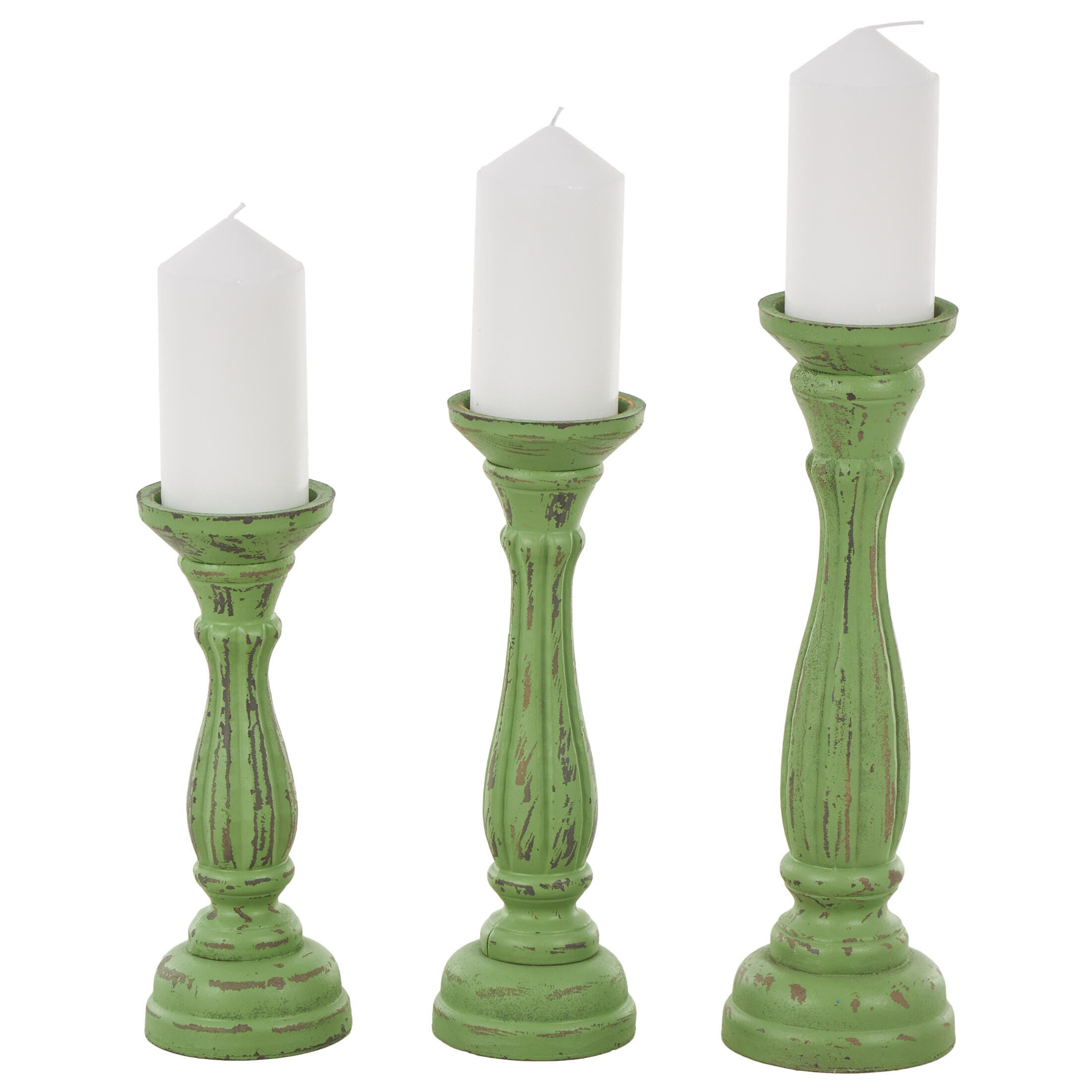 Bayberry Lane Pillar Decorative Candle Holder (Set Of 3), Green, large