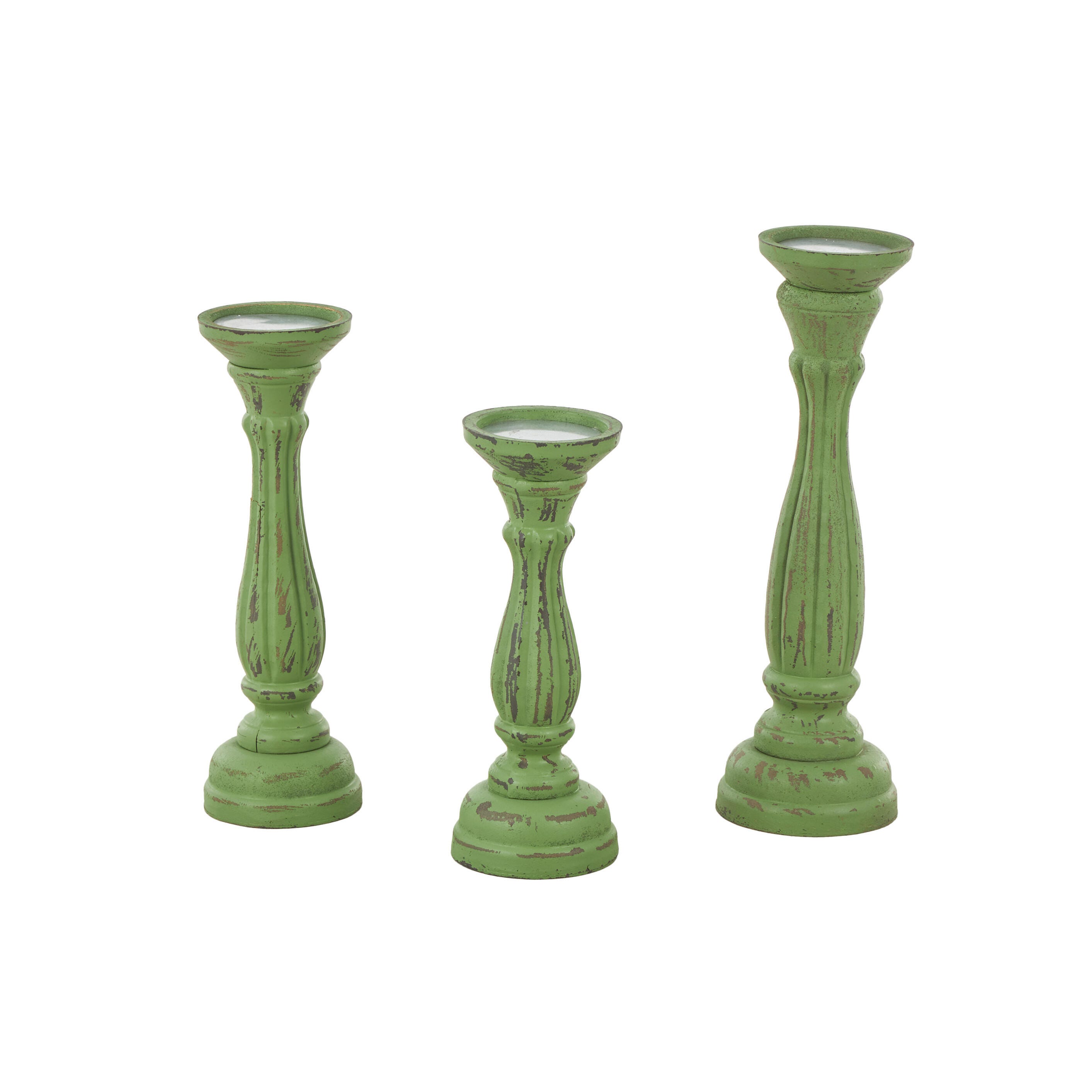Bayberry Lane Pillar Decorative Candle Holder (Set Of 3), Green, large