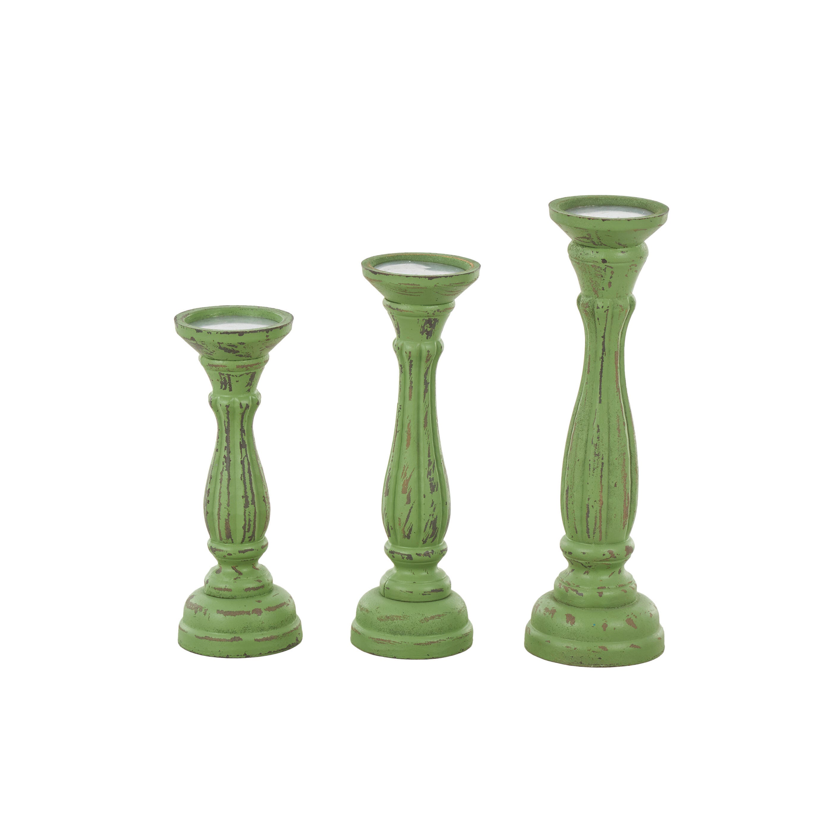 Bayberry Lane Pillar Decorative Candle Holder (Set Of 3), Green, large