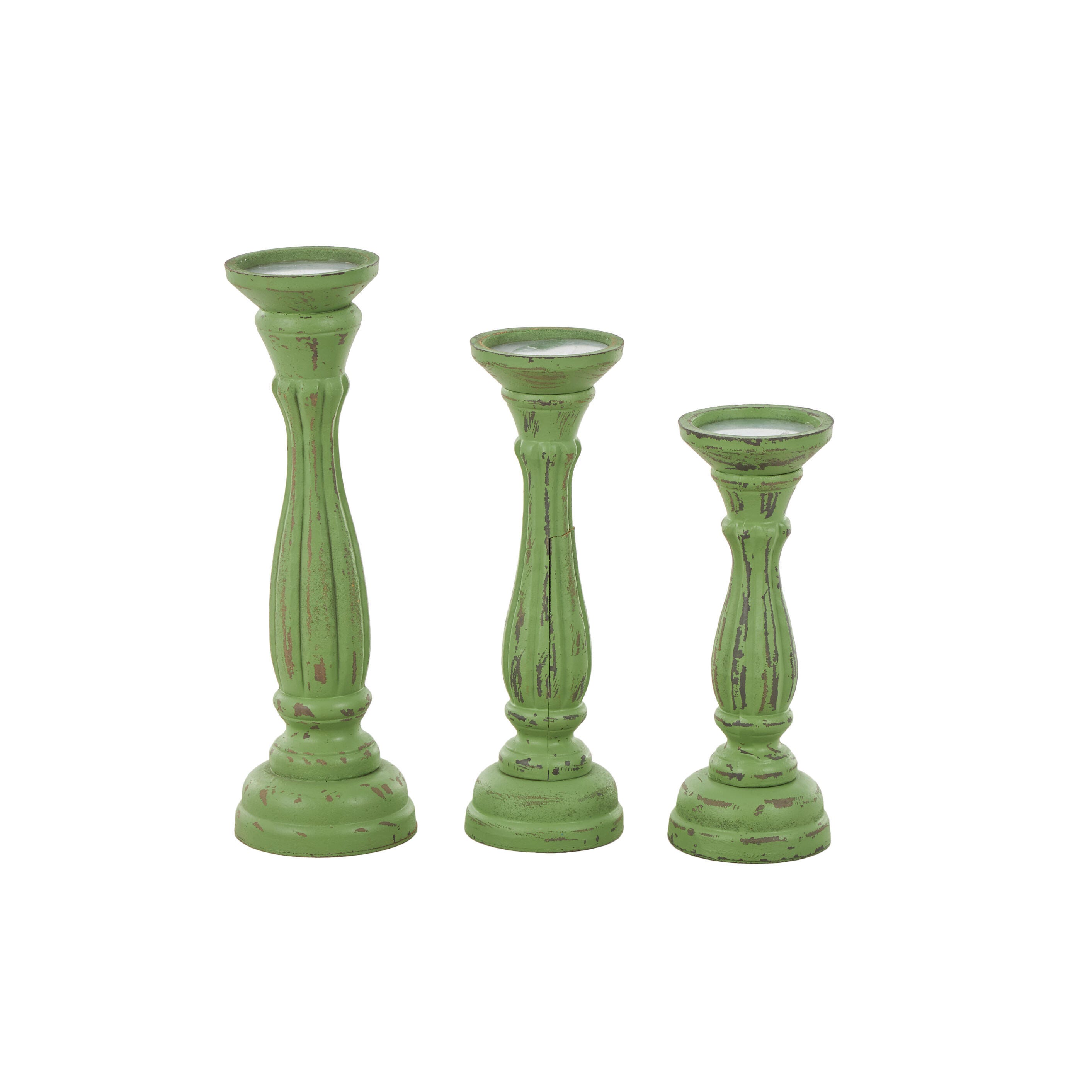 Bayberry Lane Pillar Decorative Candle Holder (Set Of 3), Green, large