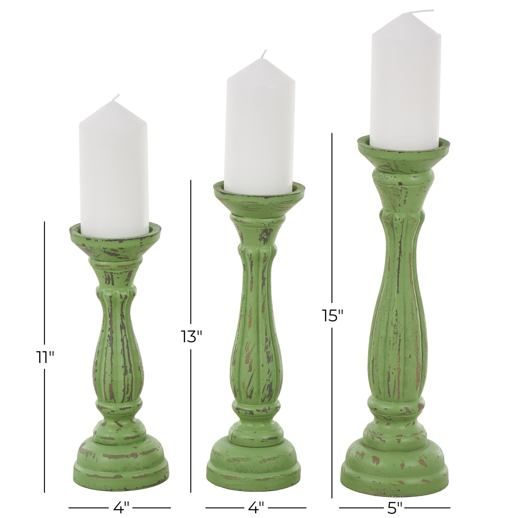 Bayberry Lane Pillar Decorative Candle Holder (Set Of 3), Green, large