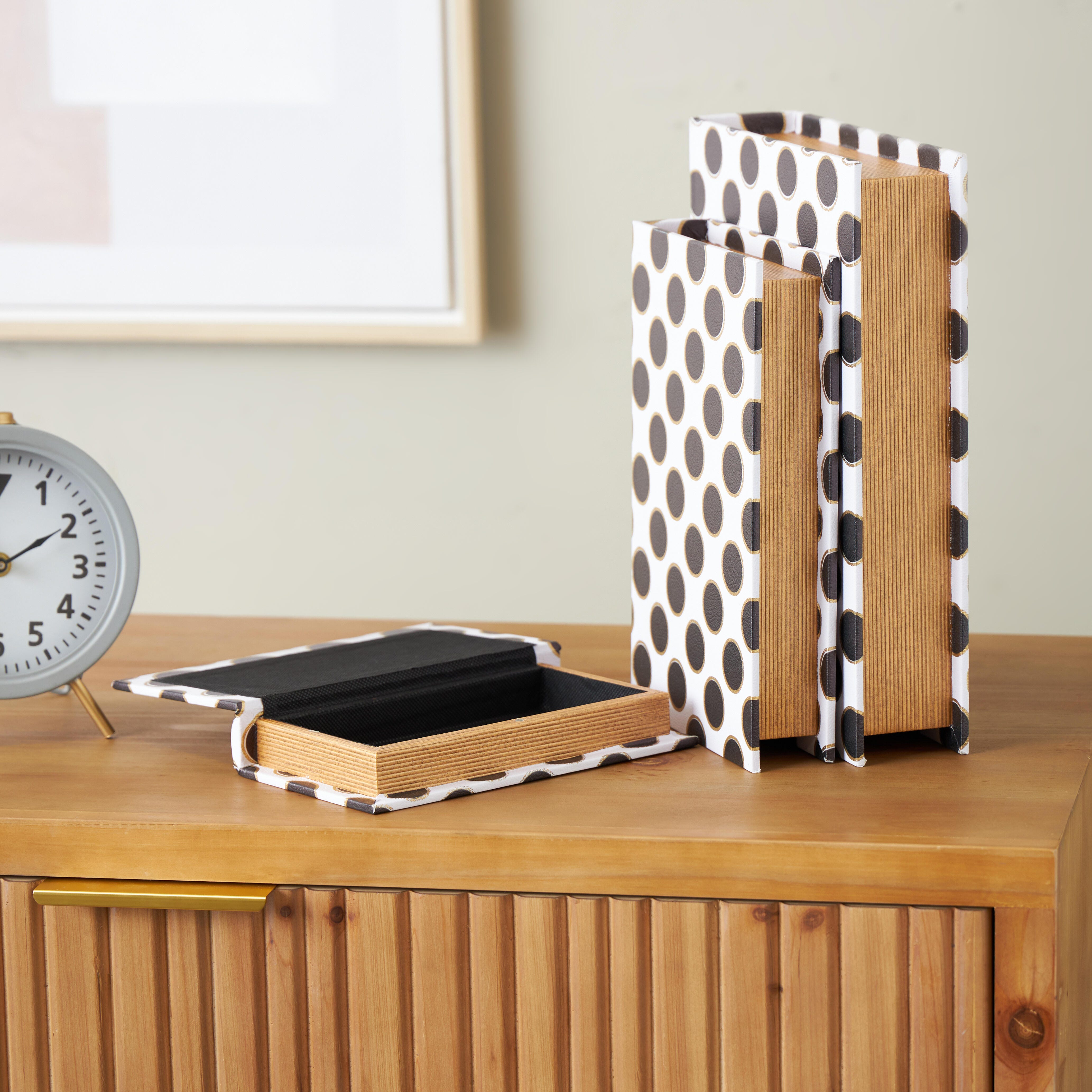 Bayberry Lane Polka Book Storage Decorative Box (Set Of 3), , rollover