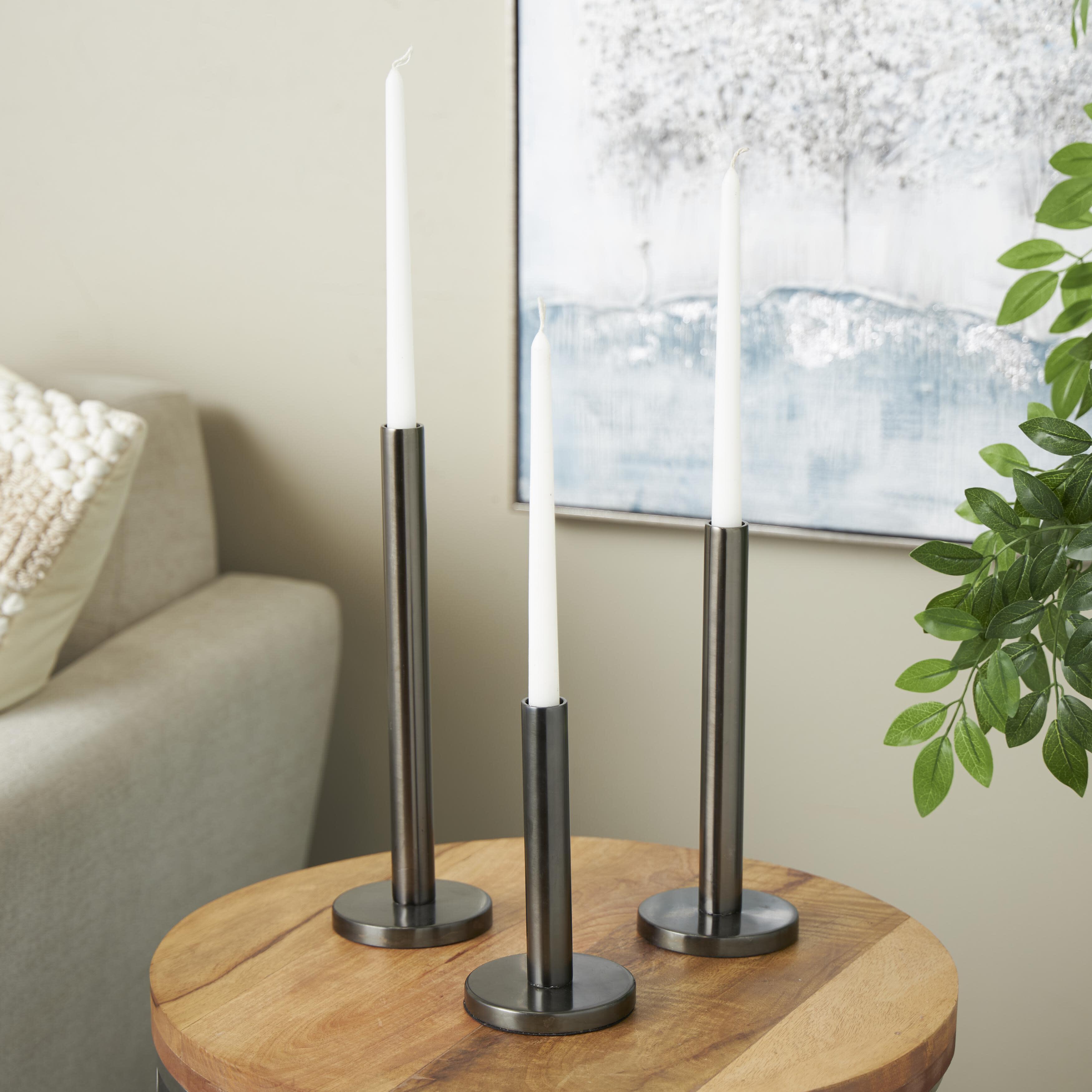 Bayberry Lane Slim Decorative Candle Holder (Set Of 3), Black, rollover