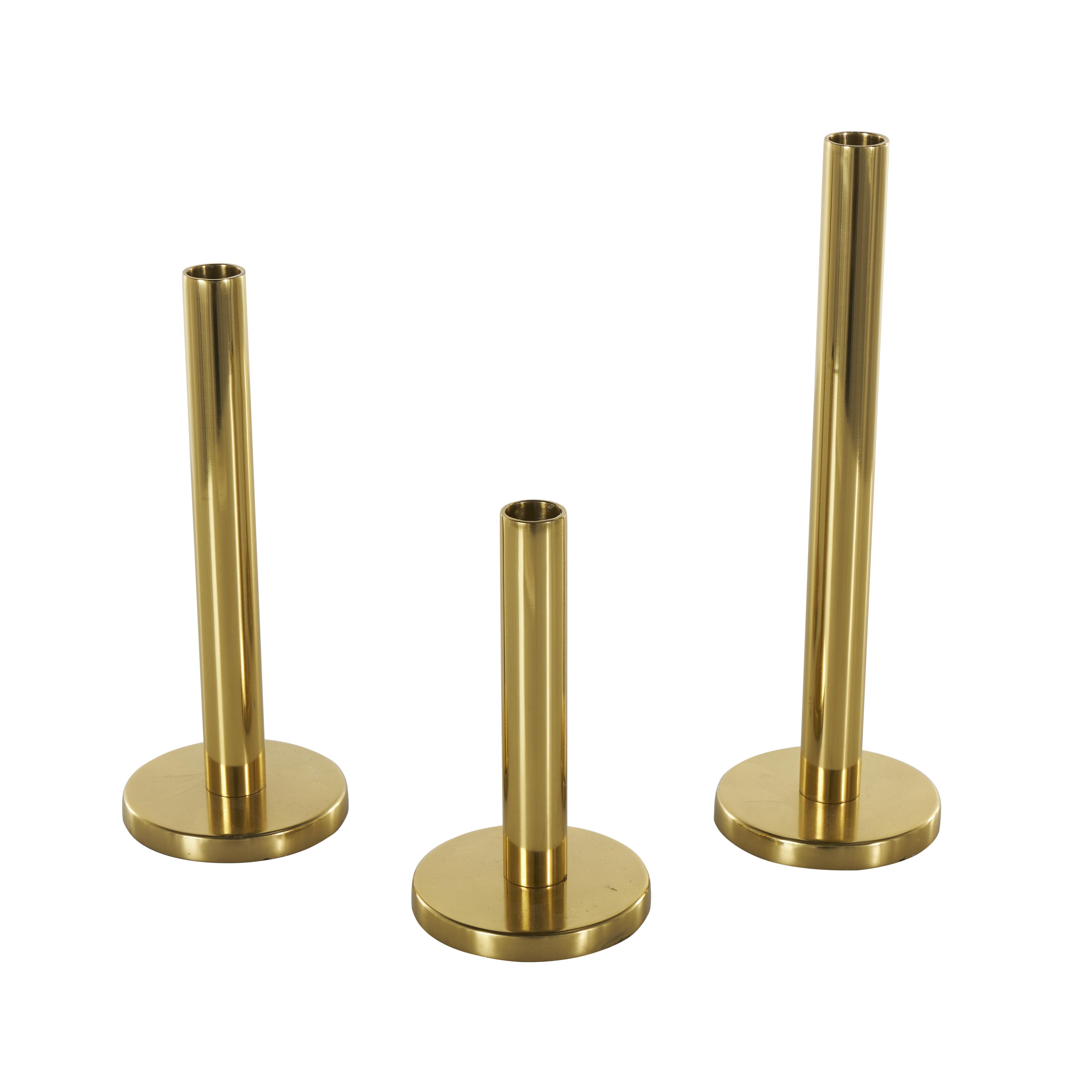 Bayberry Lane Slim Decorative Candle Holder (Set Of 3), Gold, large