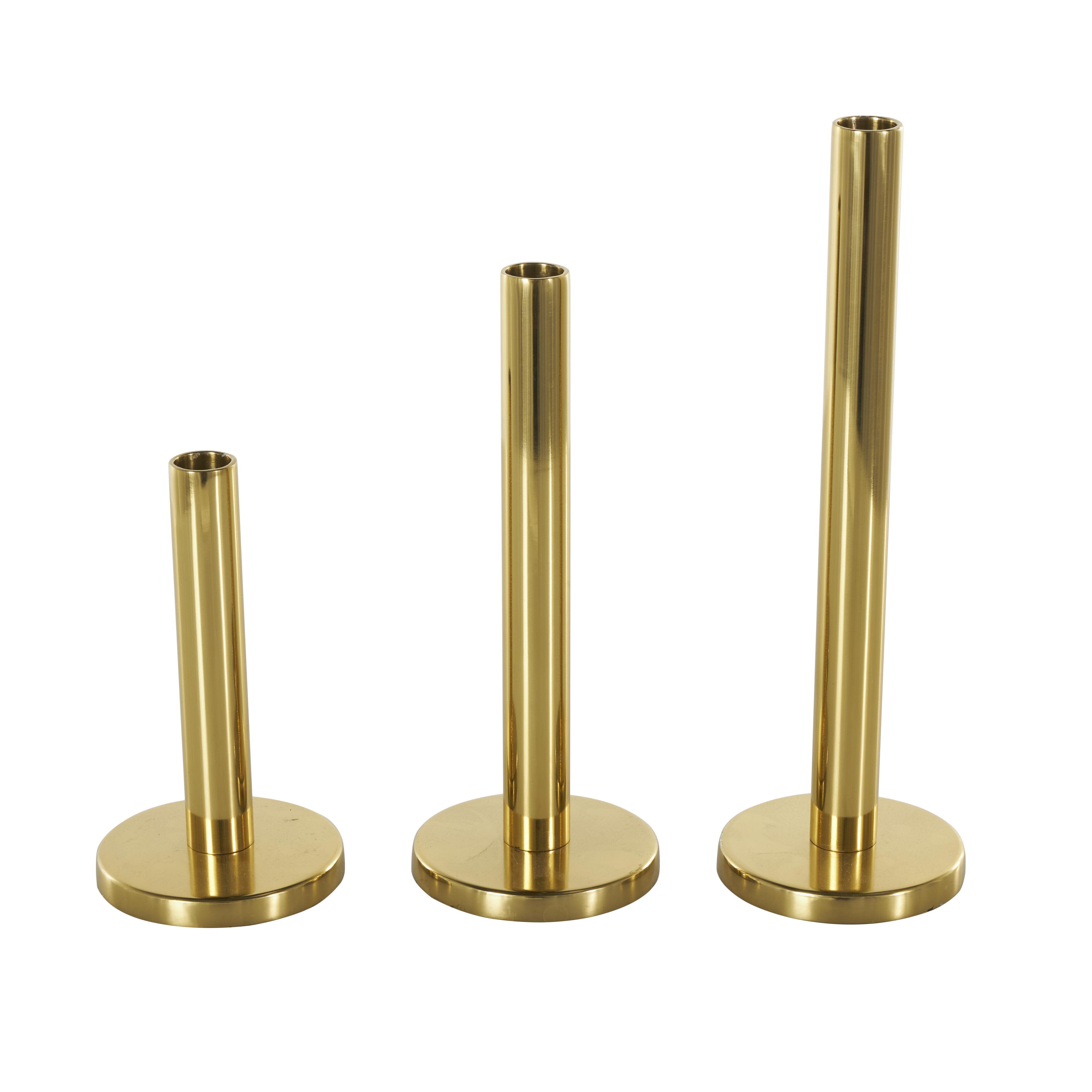 Bayberry Lane Slim Decorative Candle Holder (Set Of 3), Gold, large