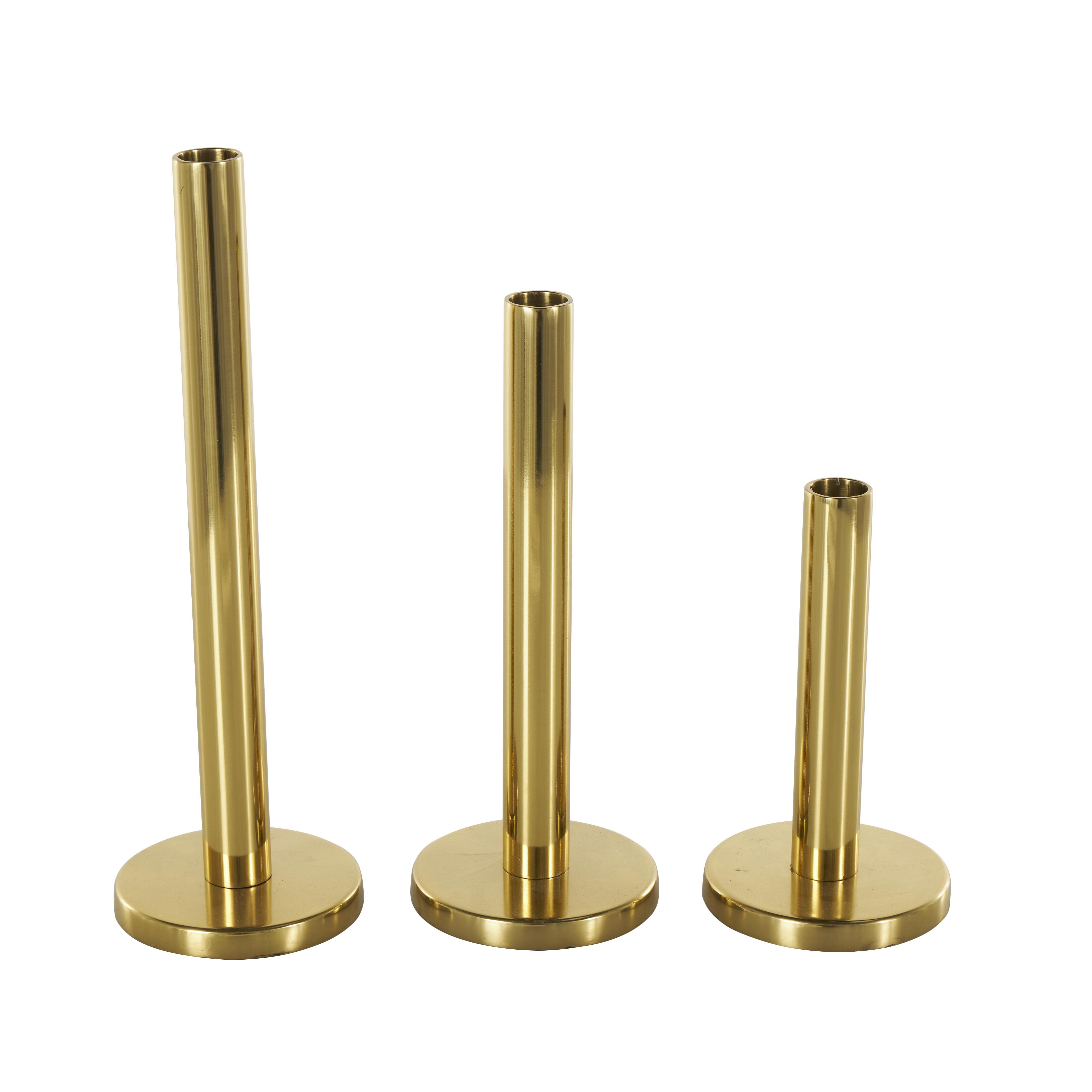Bayberry Lane Slim Decorative Candle Holder (Set Of 3), Gold, large