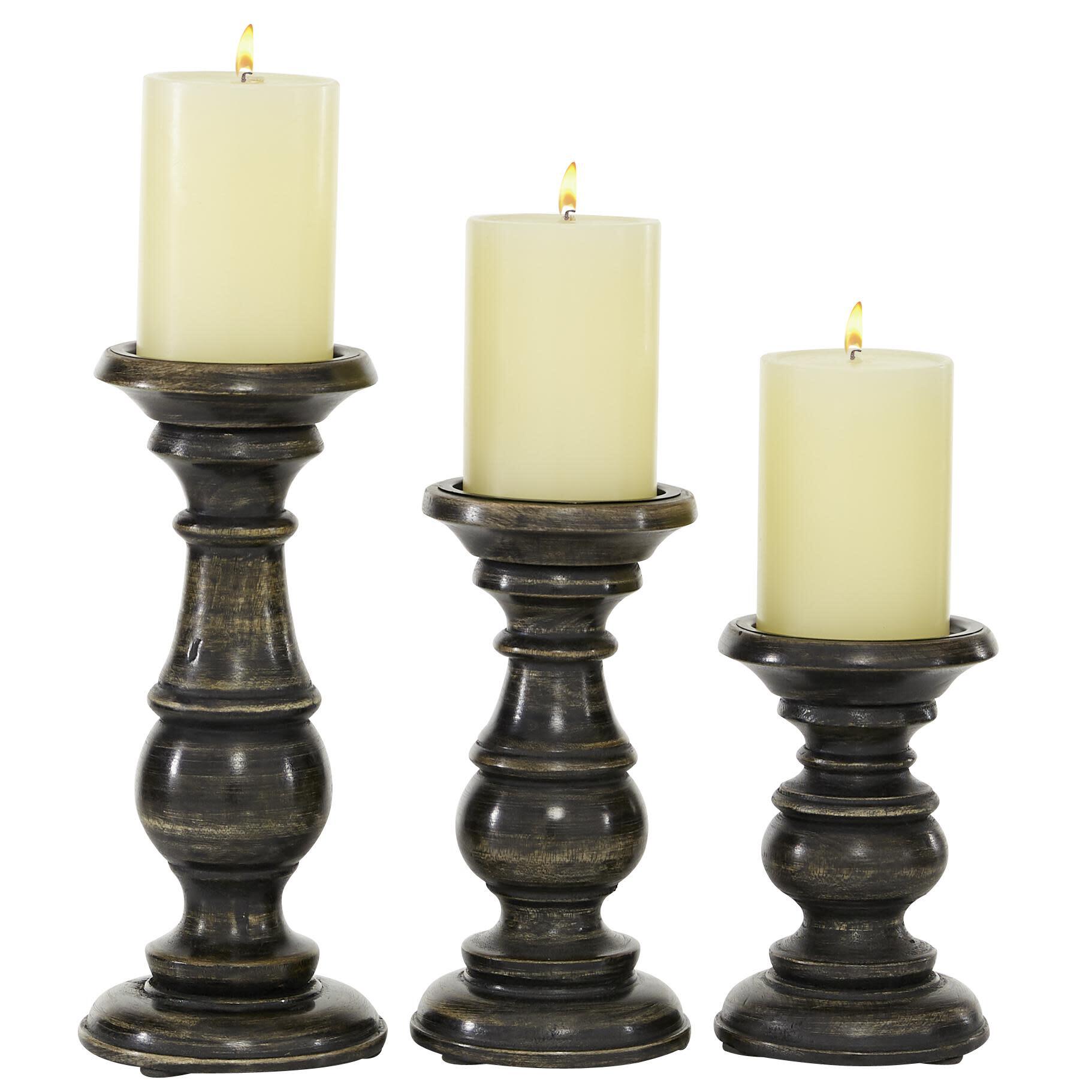 Bayberry Lane Turned Pillar Decorative Candle Holder (Set Of 3), , large